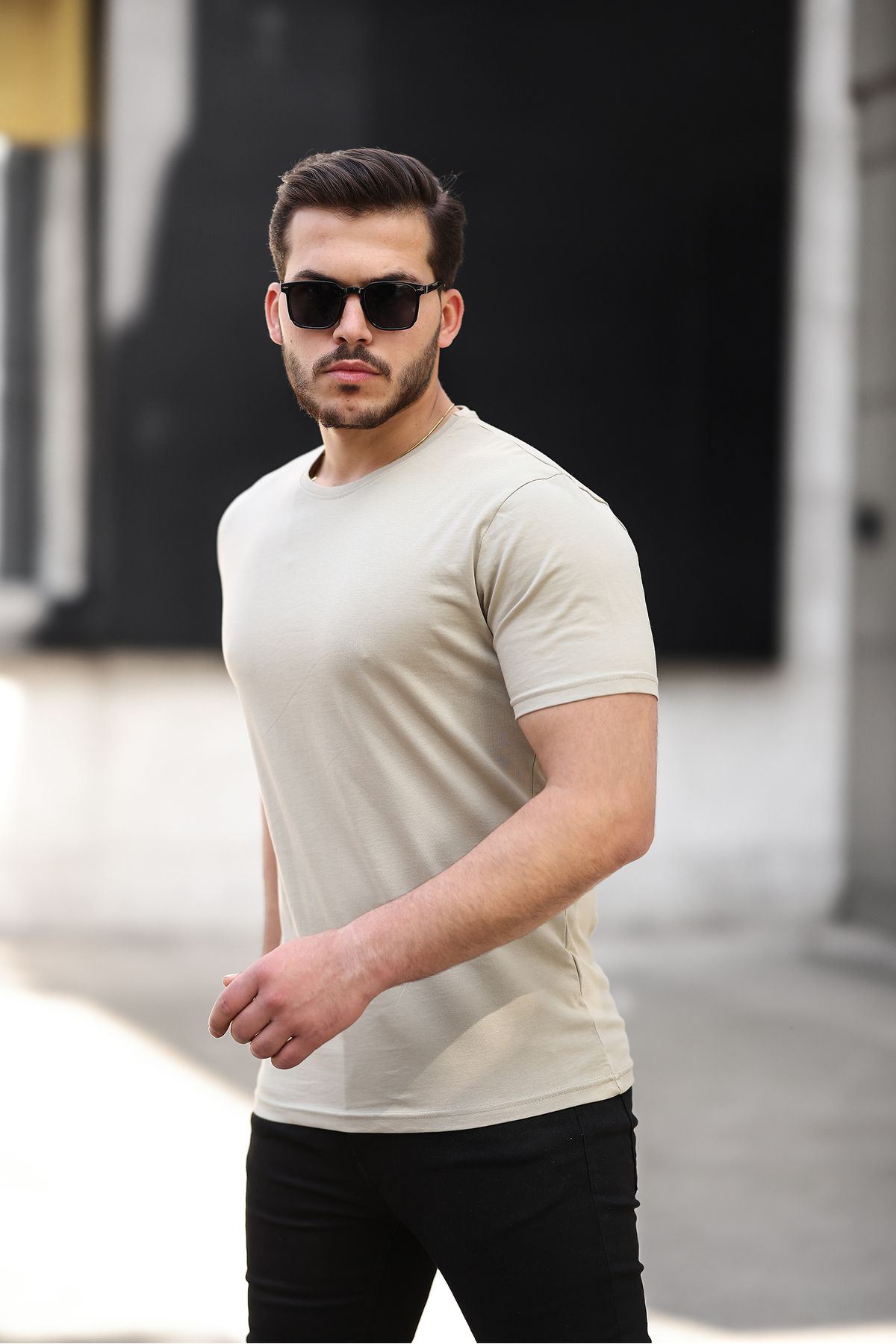 Erkek Slim Fit Baskısız T-Shirt