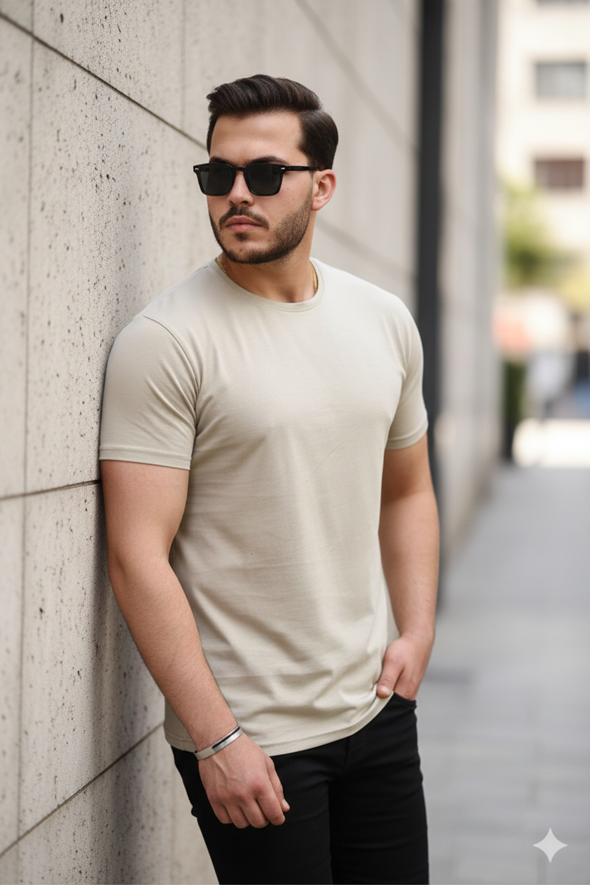 Erkek Slim Fit Baskısız T-Shirt