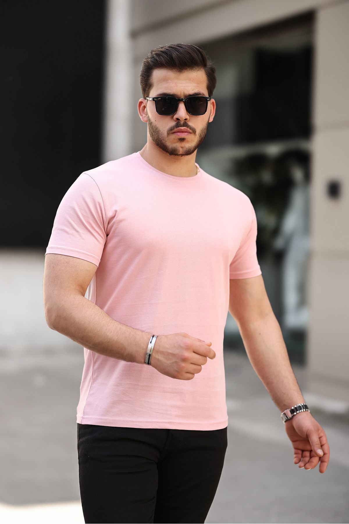 Erkek Slim Fit Baskısız T-Shirt