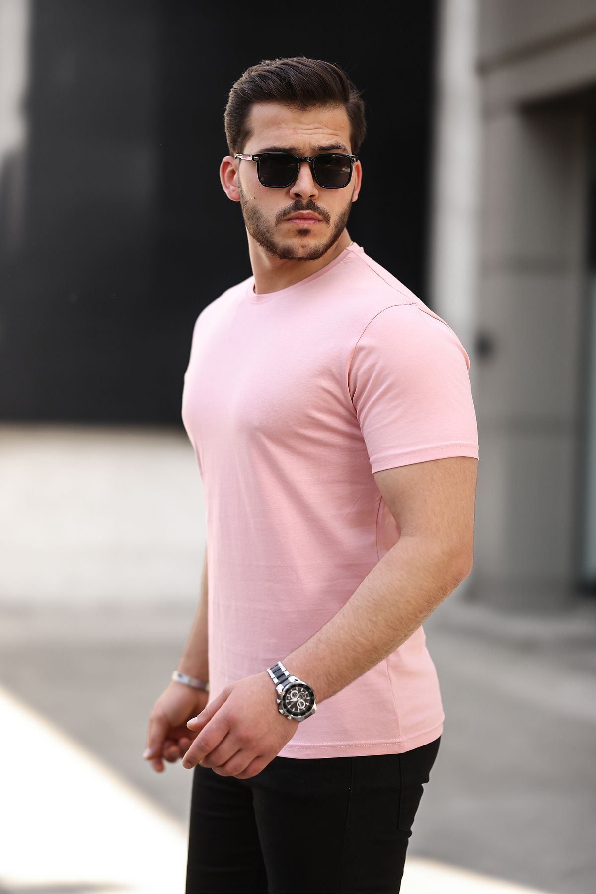 Erkek Slim Fit Baskısız T-Shirt