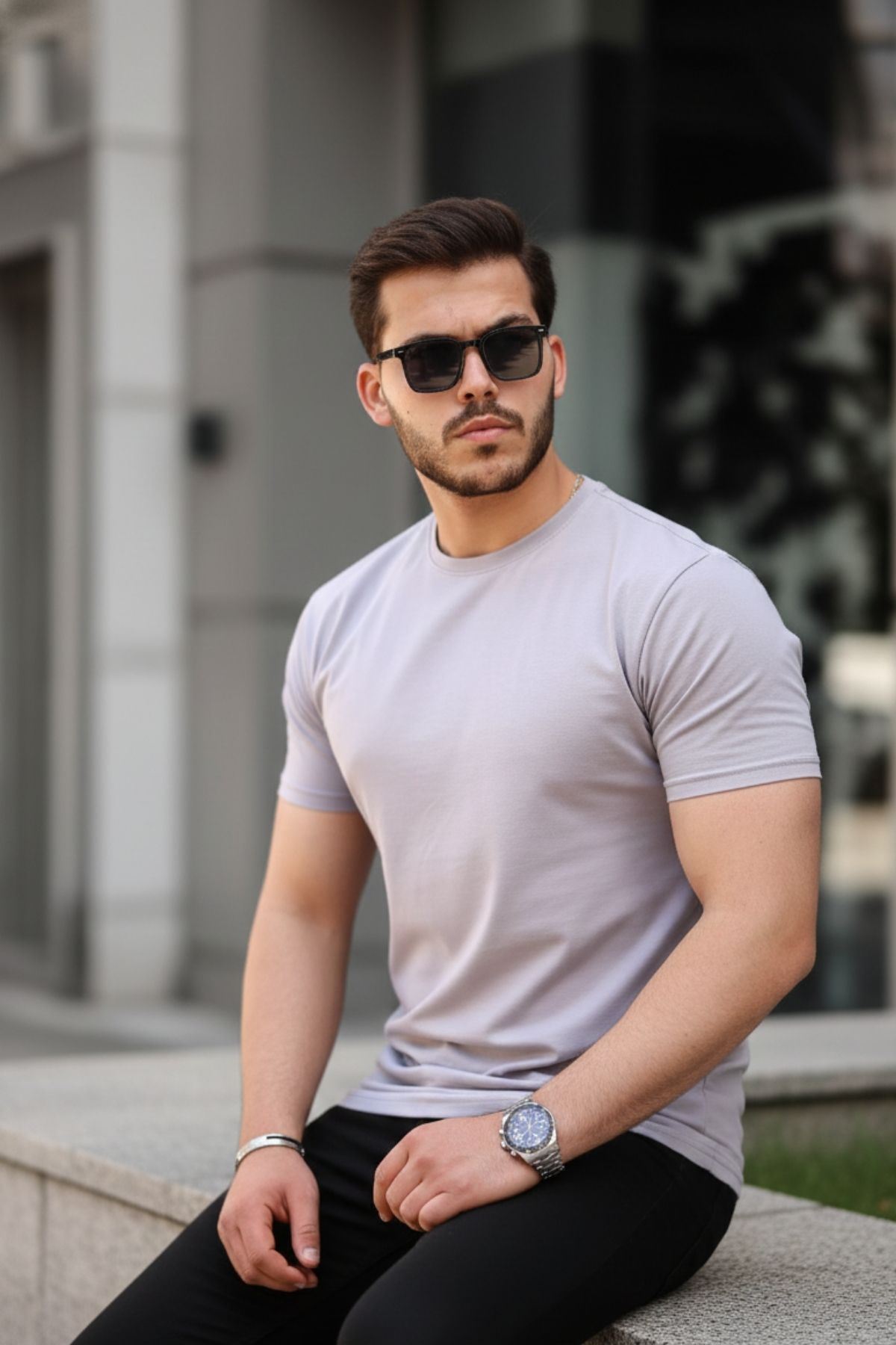 Erkek Slim Fit Baskısız T-Shirt