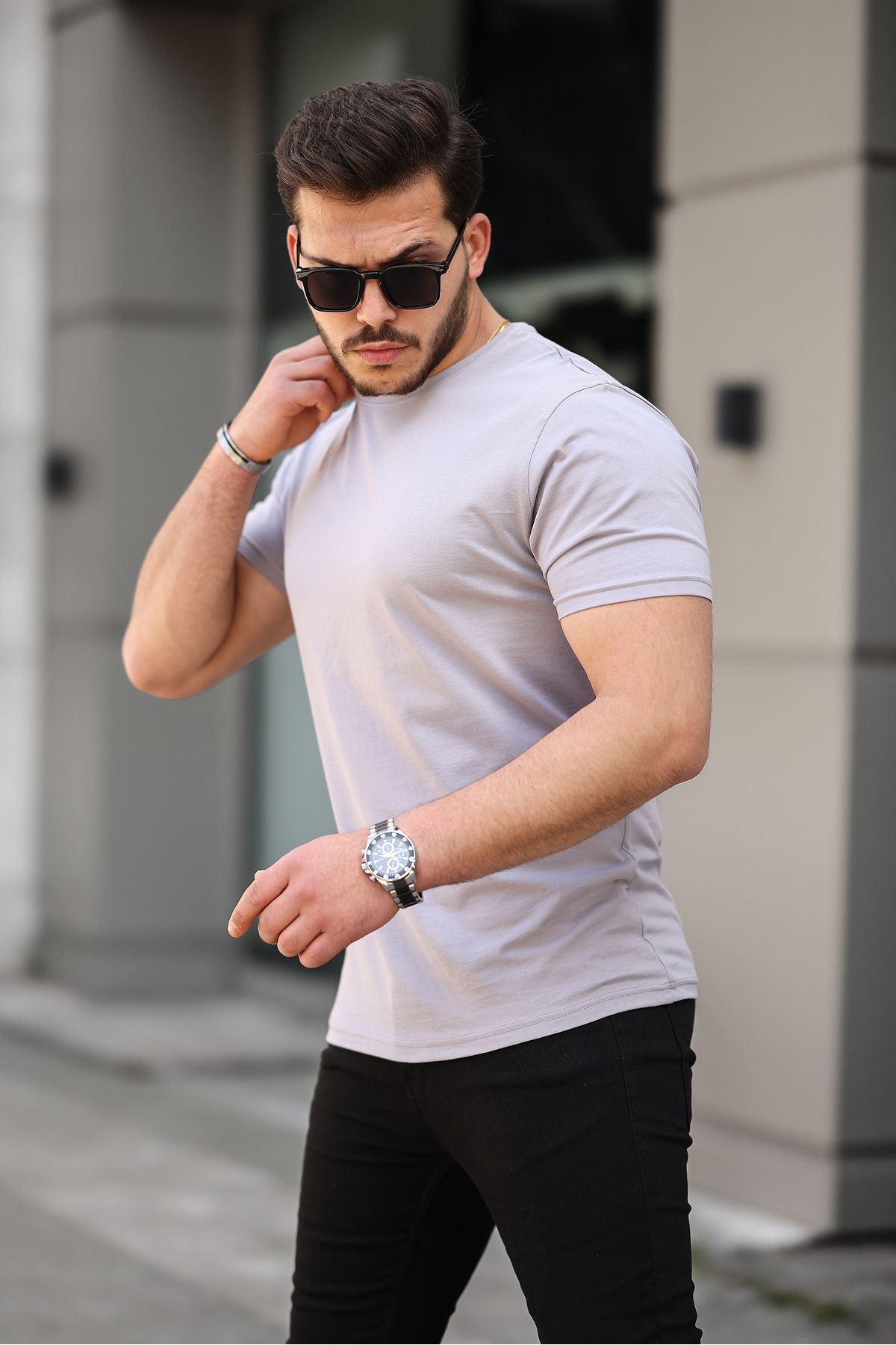 Erkek Slim Fit Baskısız T-Shirt