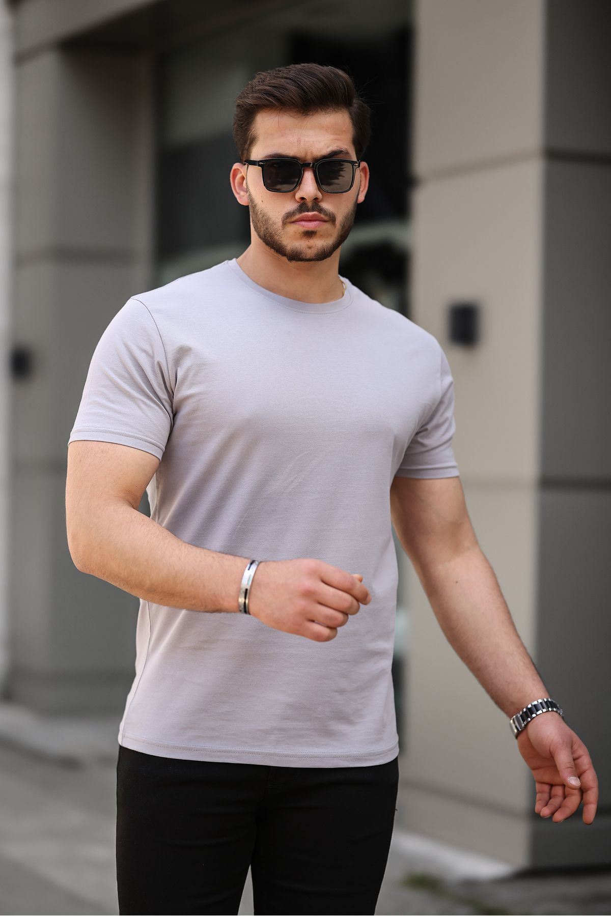 Erkek Slim Fit Baskısız T-Shirt