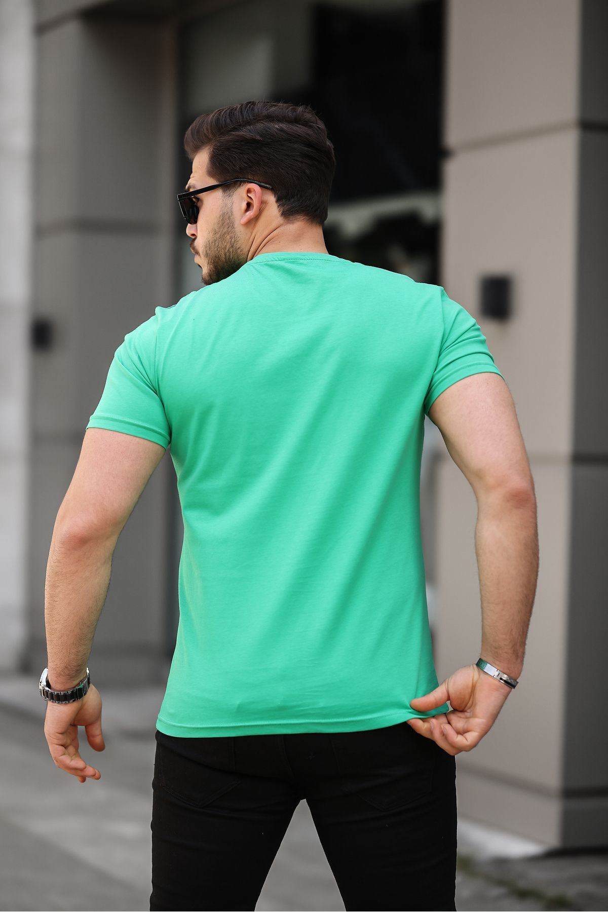 Erkek Slim Fit Baskısız T-Shirt