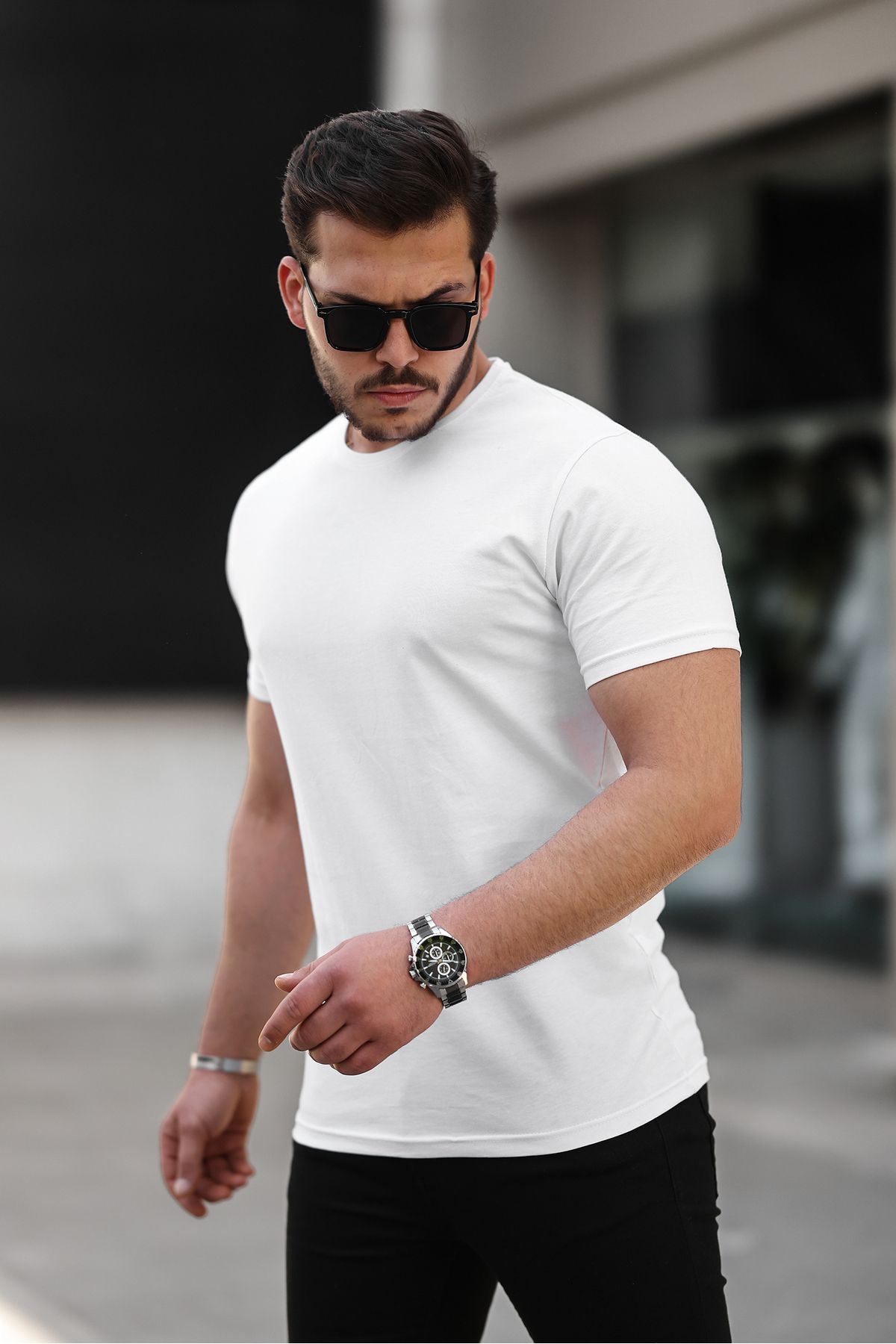 Erkek Slim Fit Baskısız T-Shirt