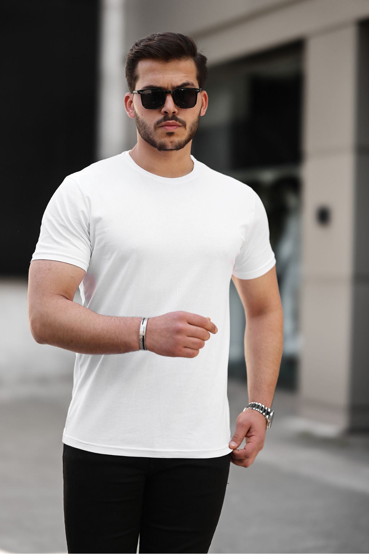 Erkek Slim Fit Baskısız T-Shirt