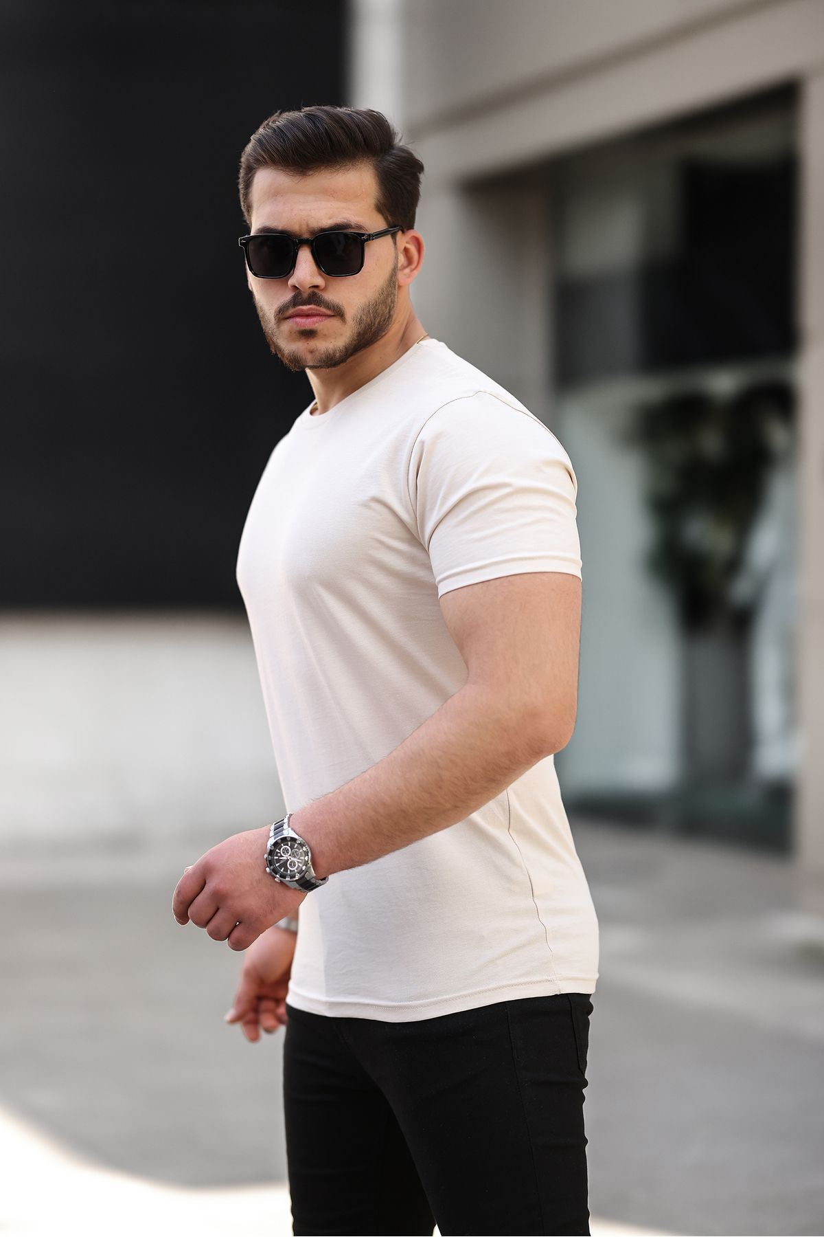 Erkek Slim Fit Baskısız T-Shirt