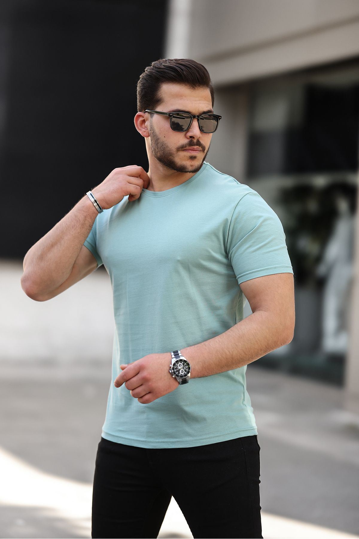 Erkek Slim Fit Baskısız T-Shirt