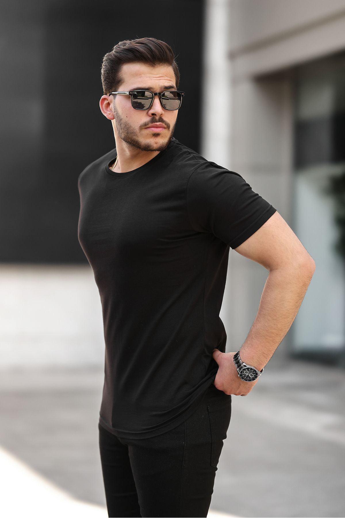Erkek Slim Fit Baskısız T-Shirt