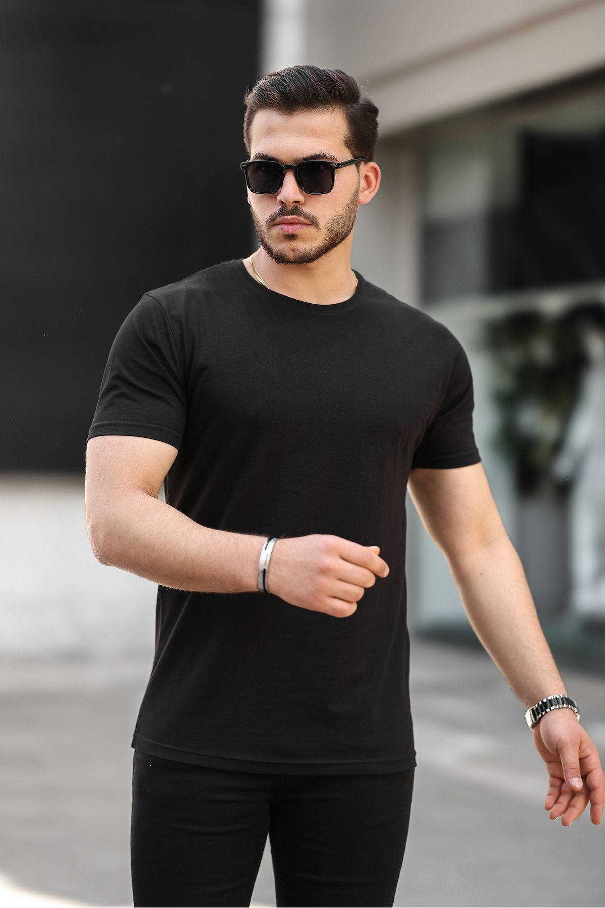 Erkek Slim Fit Baskısız T-Shirt