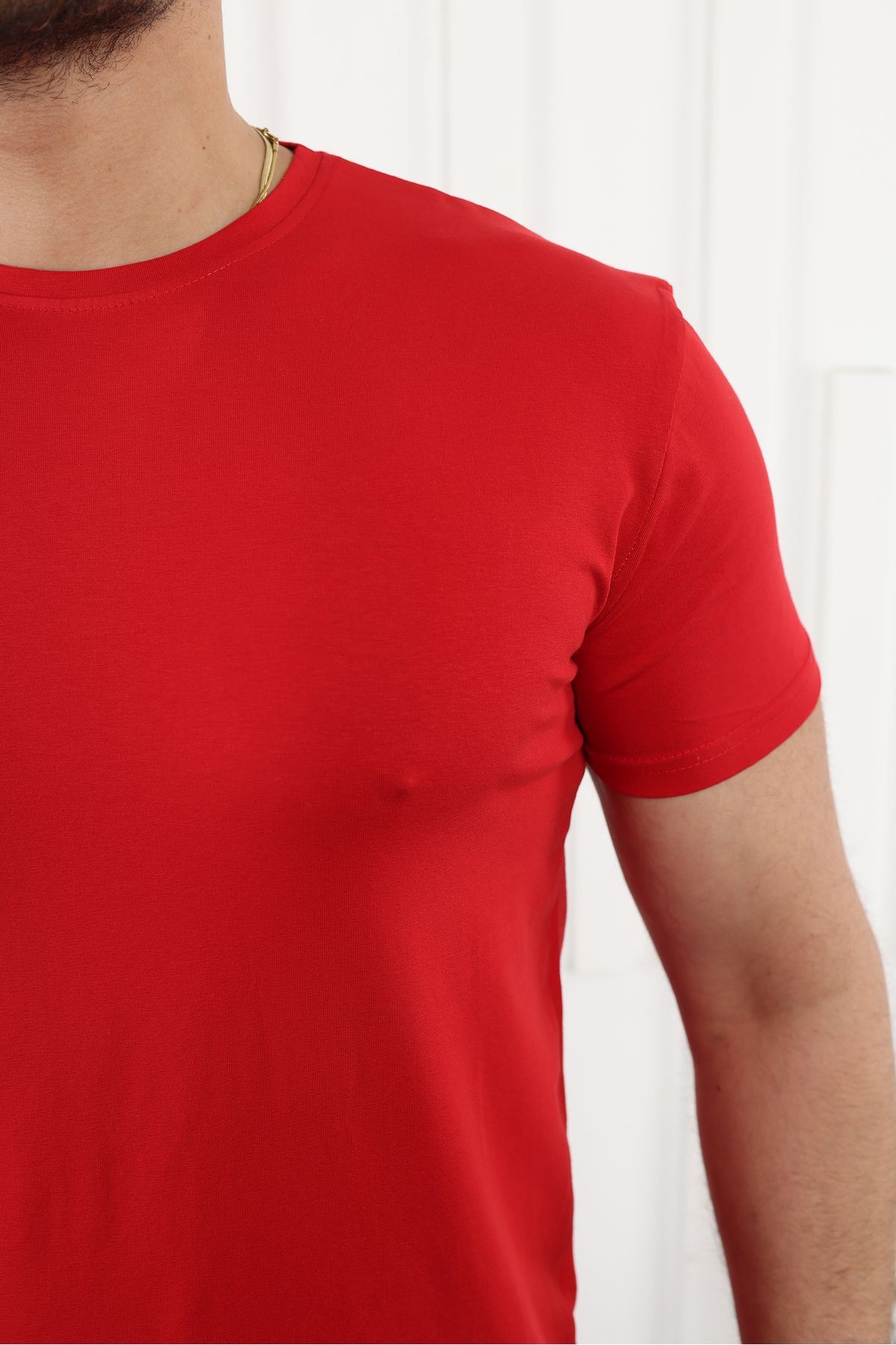 Erkek Slim Fit Baskısız T-Shirt