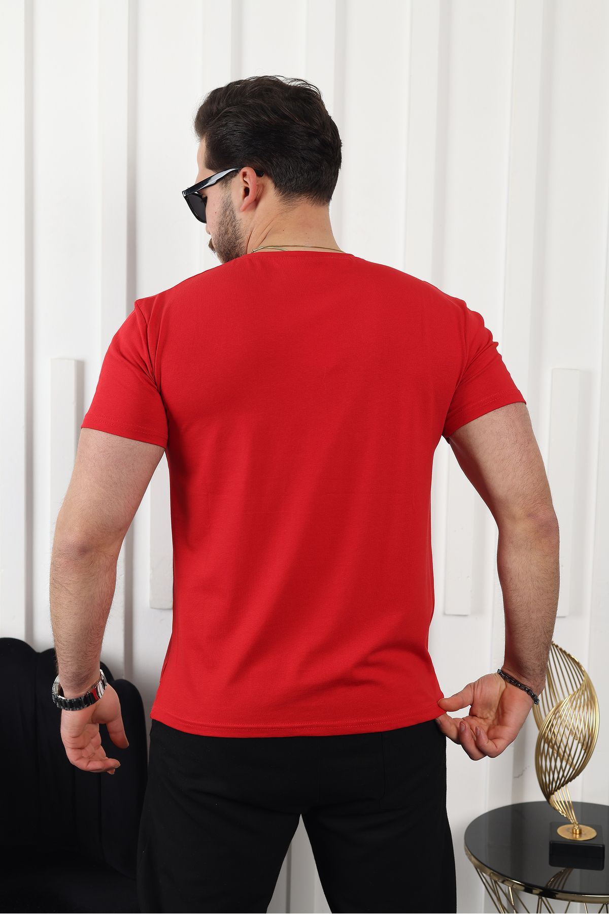 Erkek Slim Fit Baskısız T-Shirt