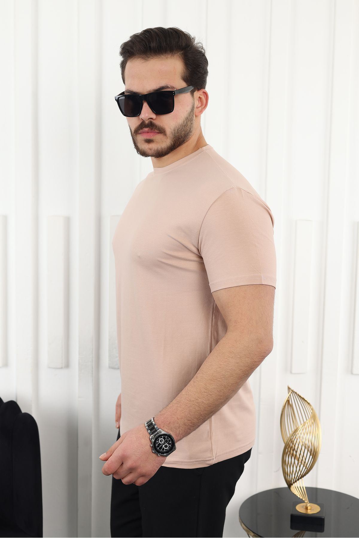 Erkek Slim Fit Baskısız T-Shirt