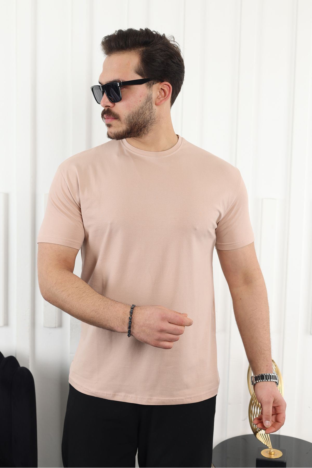 Erkek Slim Fit Baskısız T-Shirt