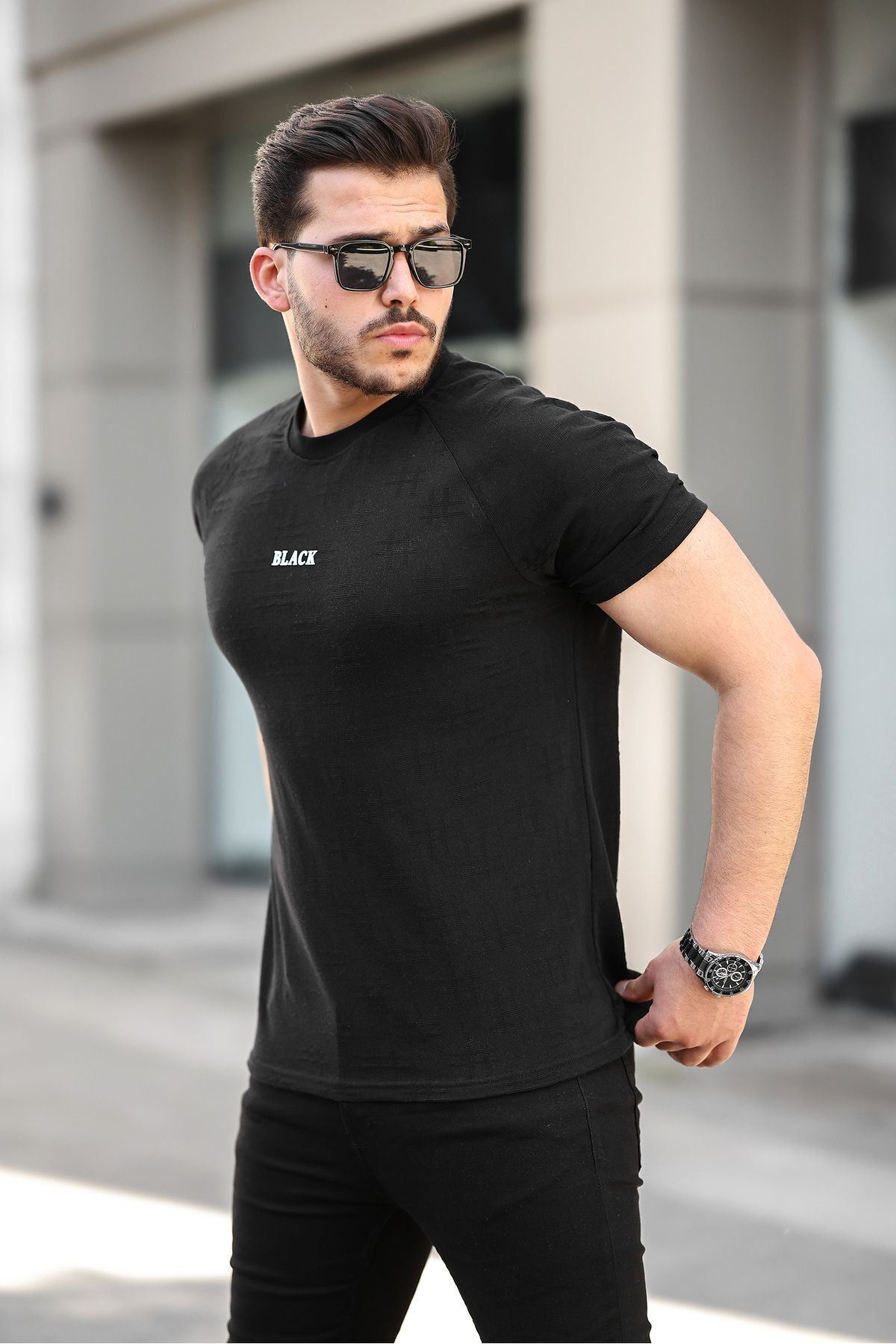 Erkek Slim Fit T-Shirt Black