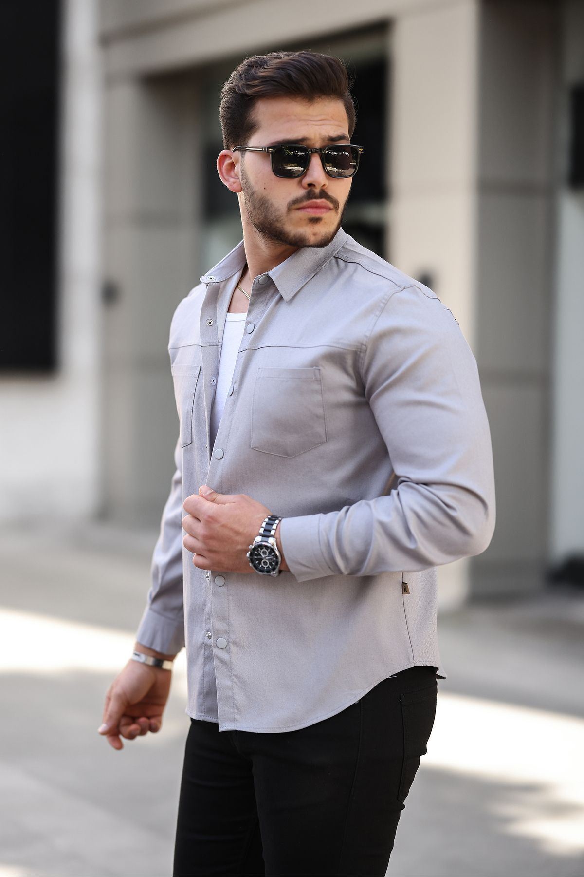 Erkek Çift Cep Kapaksız Gömlek