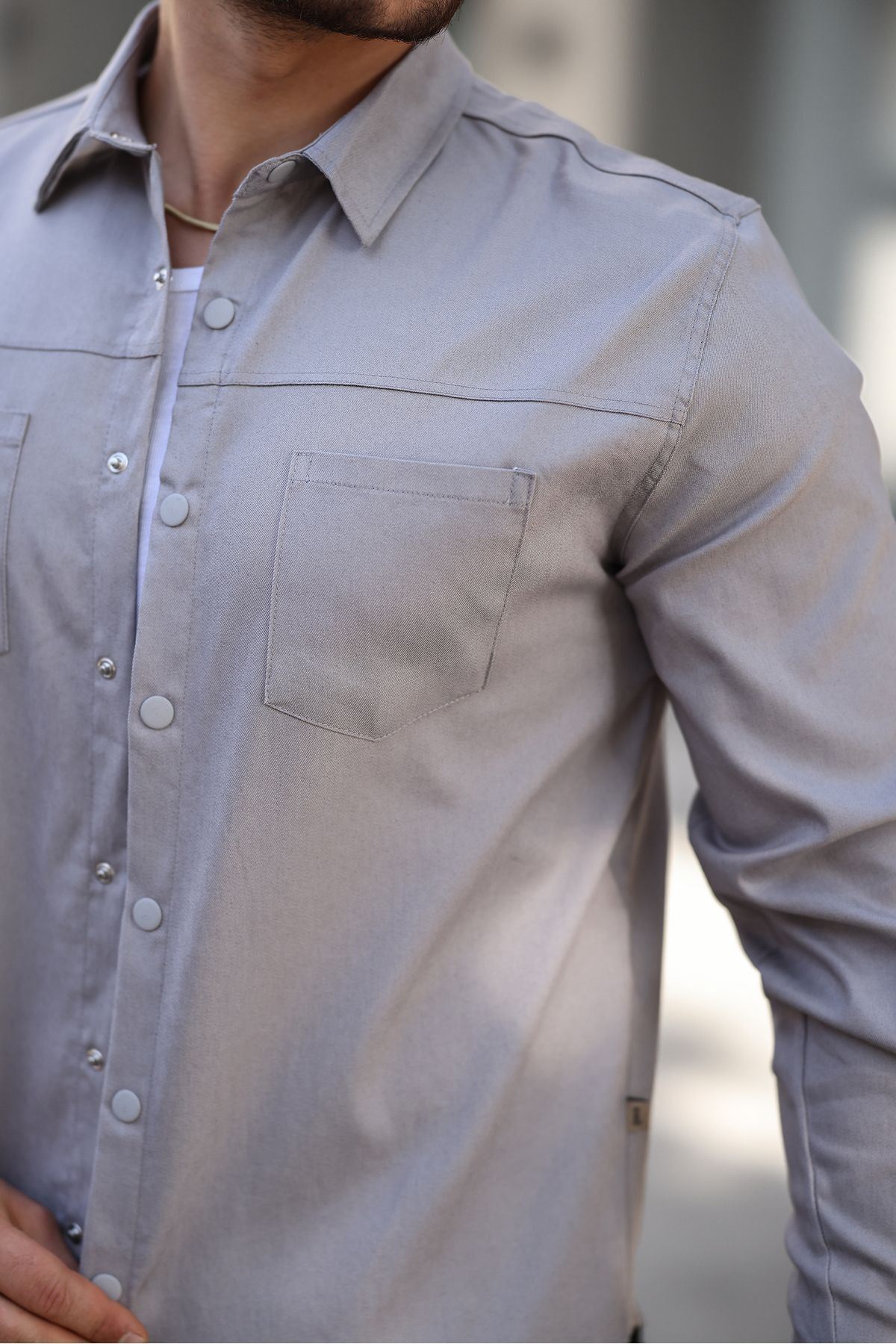 Erkek Çift Cep Kapaksız Gömlek