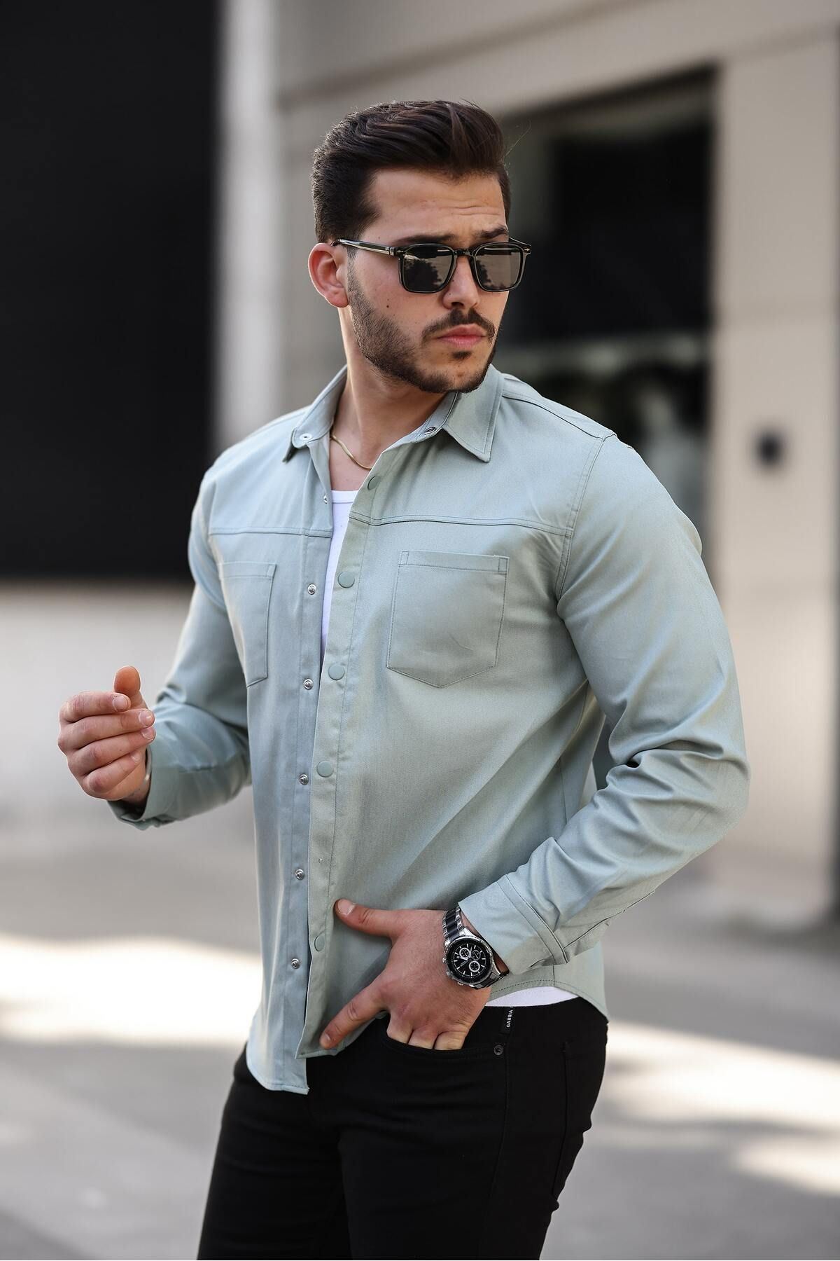 Erkek Çift Cep Kapaksız Gömlek