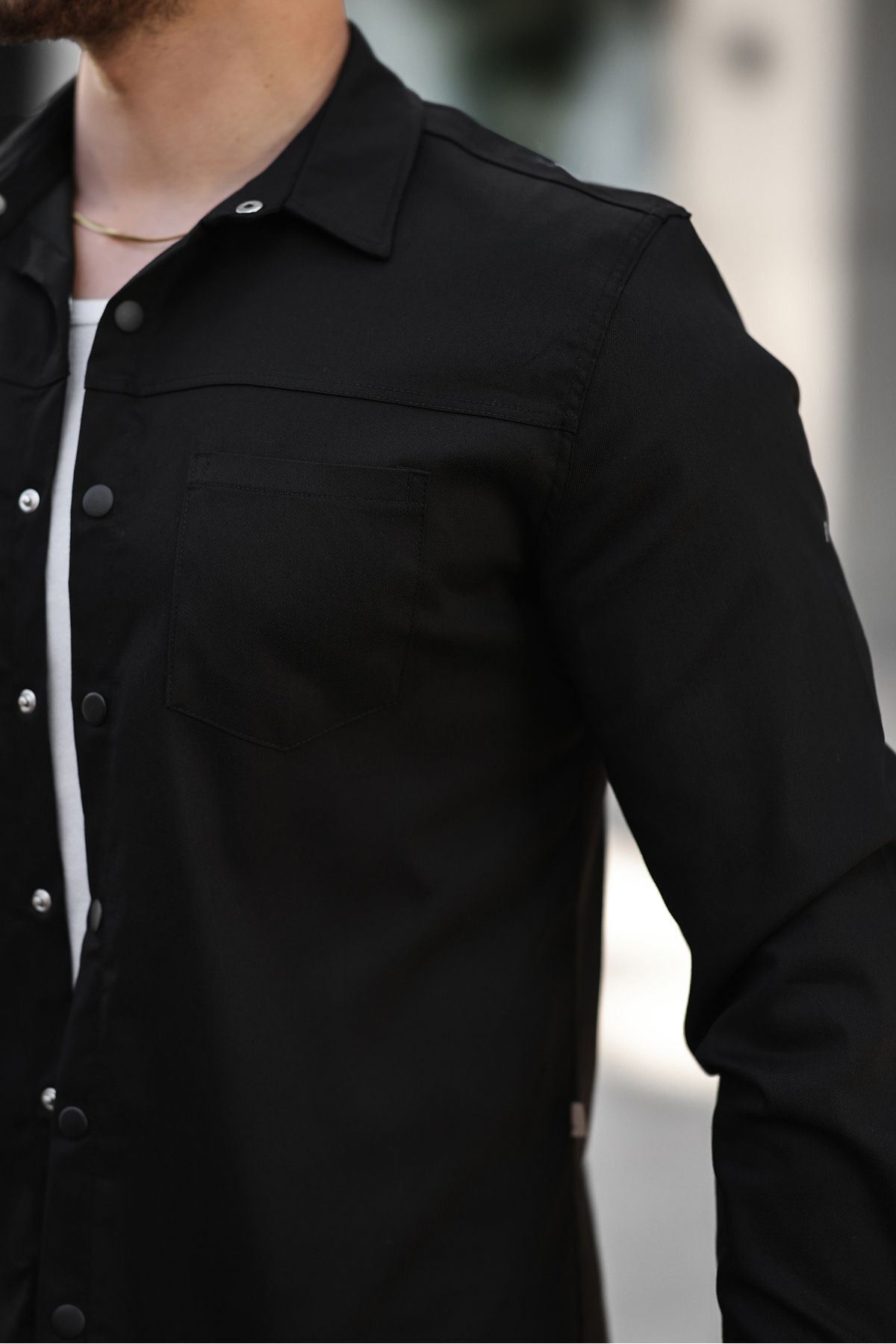 Erkek Çift Cep Kapaksız Gömlek