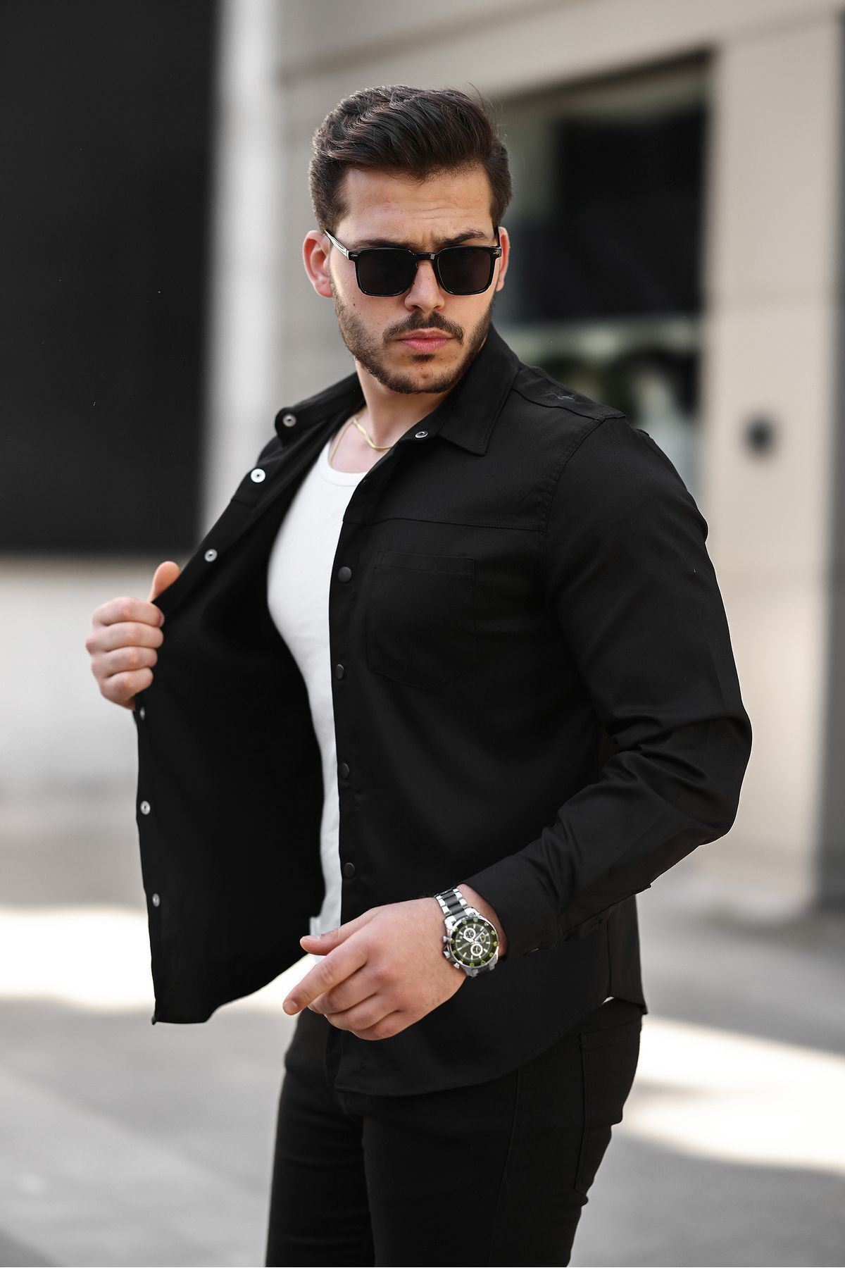 Erkek Çift Cep Kapaksız Gömlek