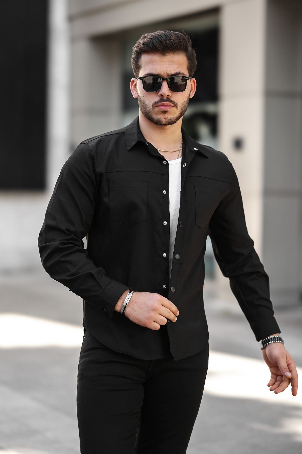 Erkek Çift Cep Kapaksız Gömlek