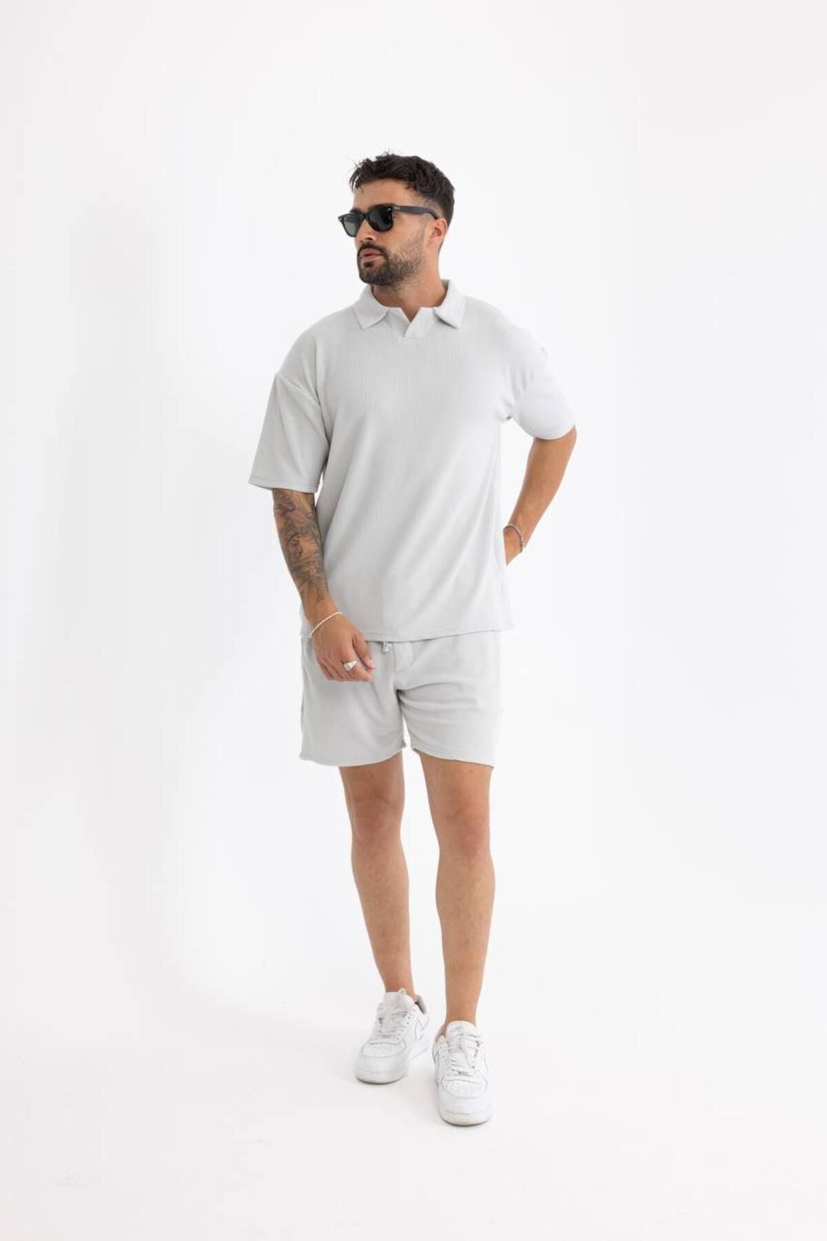 Burgu Kumaş Polo Yaka Şort Tişört Takım