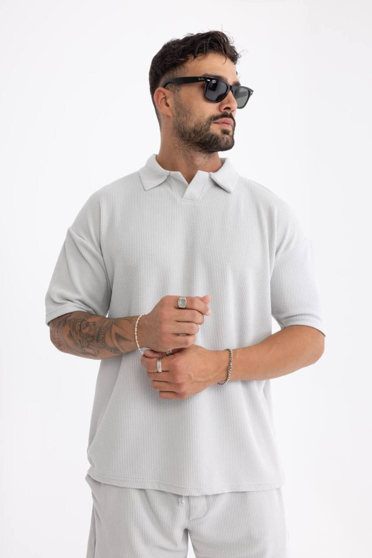 Burgu Kumaş Polo Yaka Şort Tişört Takım