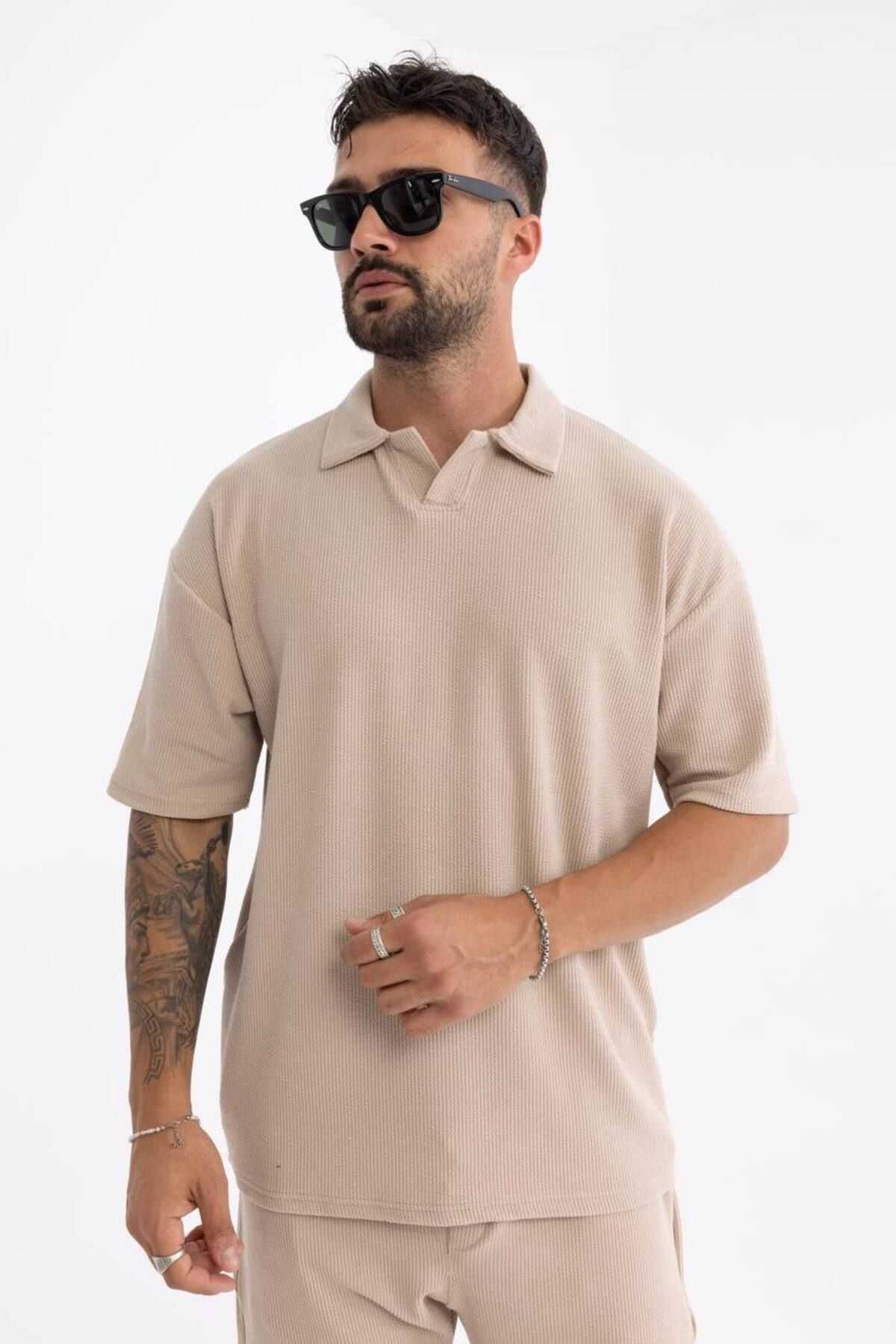 Burgu Kumaş Polo Yaka Şort Tişört Takım