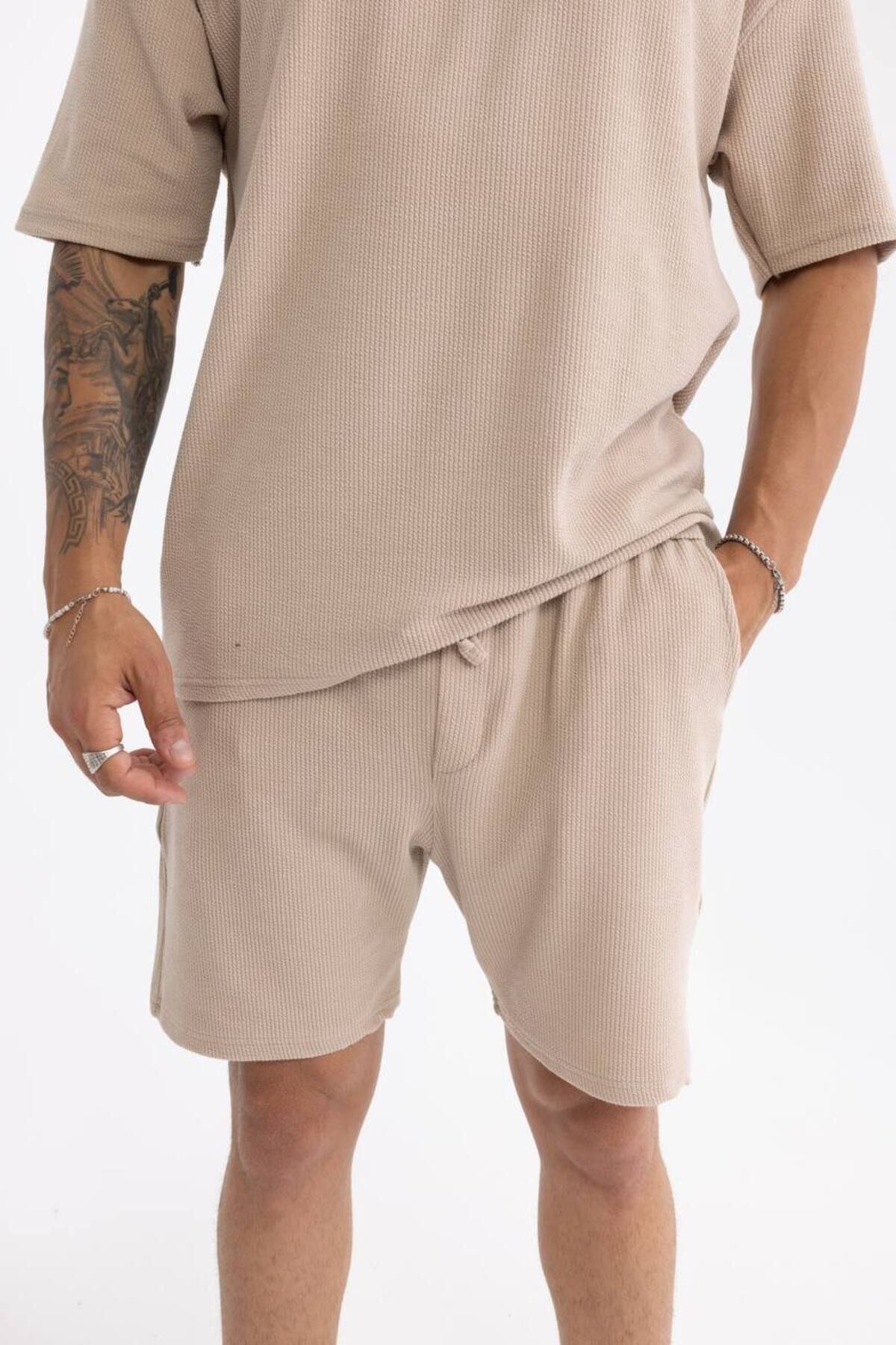 Burgu Kumaş Polo Yaka Şort Tişört Takım