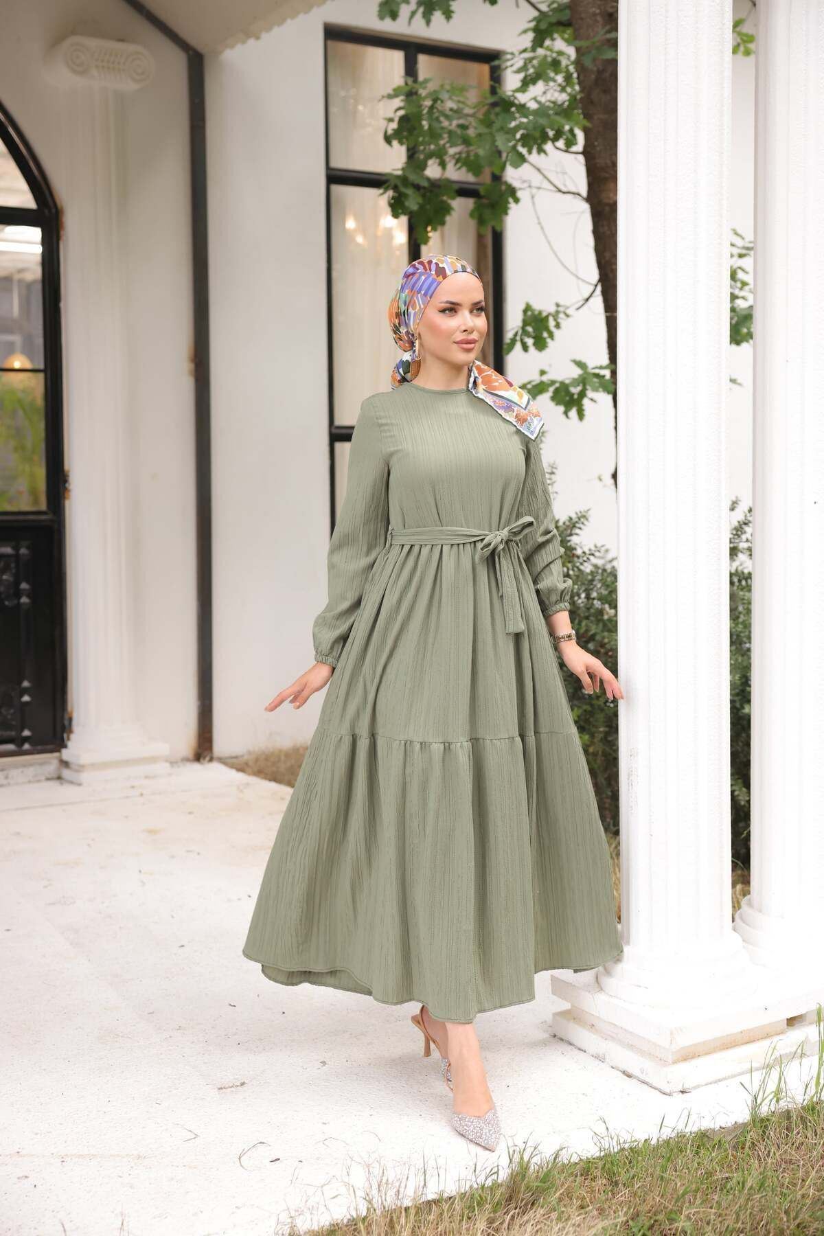 Kendinden Dokulu Elbise