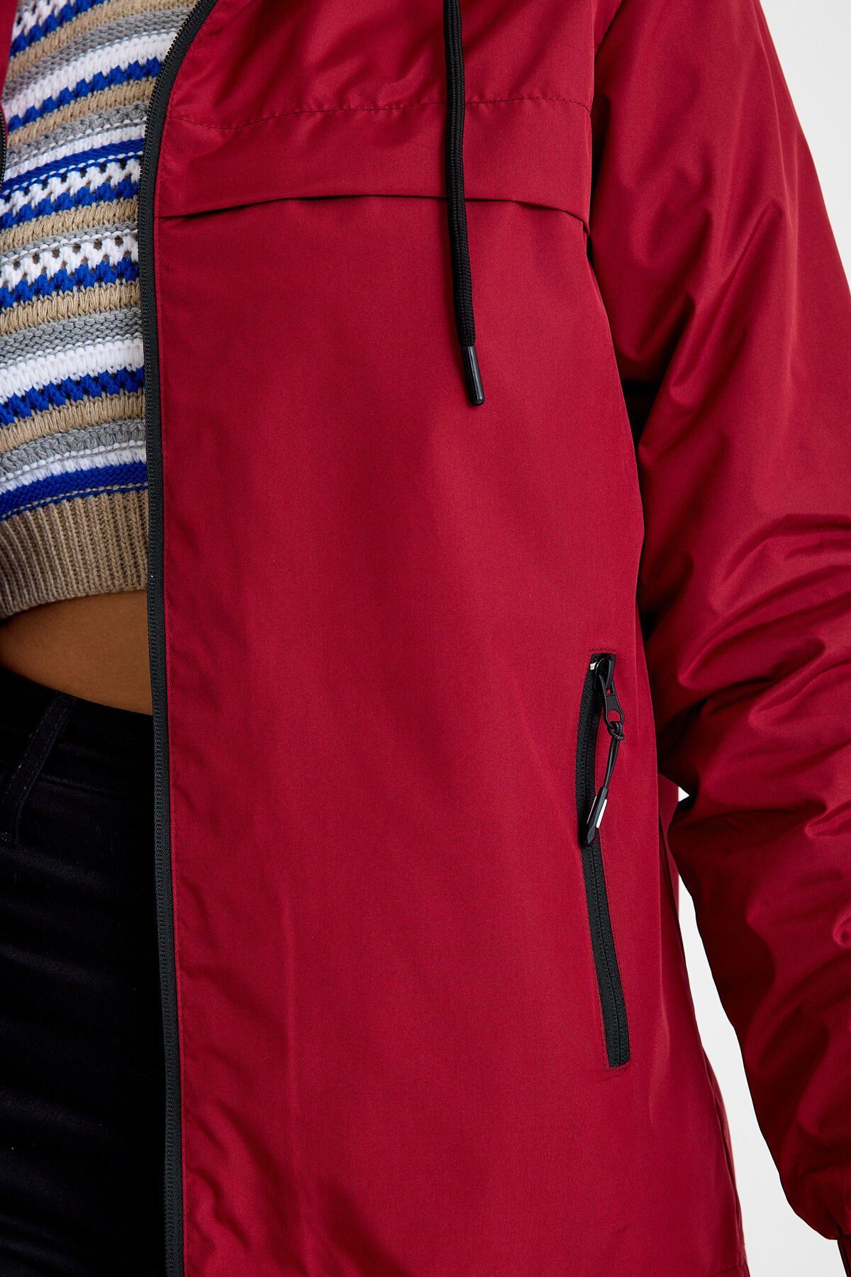 Kadın Içi Astarlı Suya Dayanıklı Kapüşonlu Cepli Yağmurluk