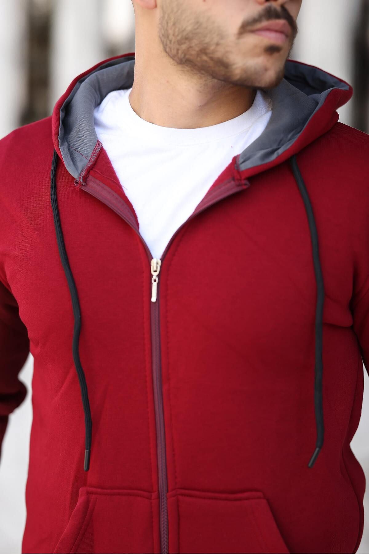 Üç İplik Fermuarlı Sweatshirt