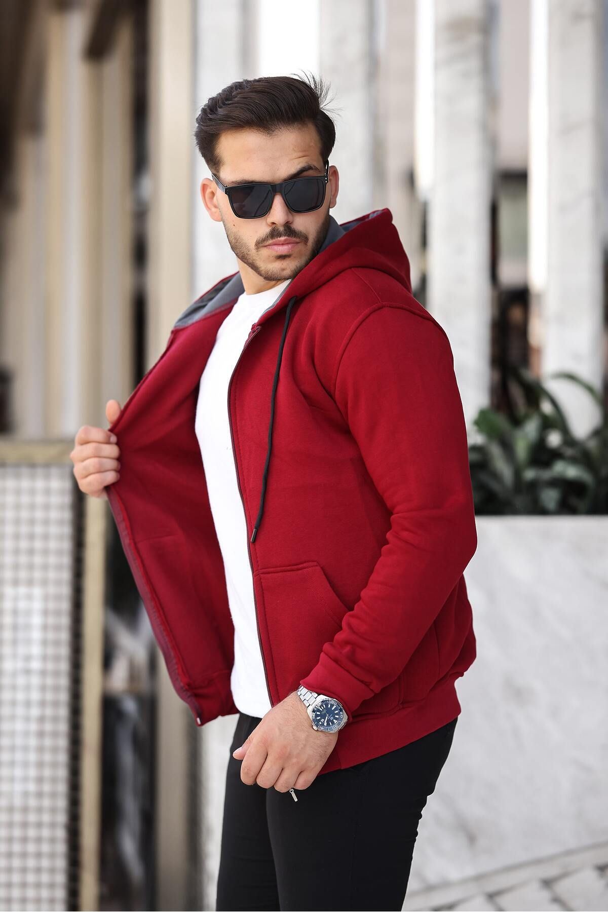 Üç İplik Fermuarlı Sweatshirt