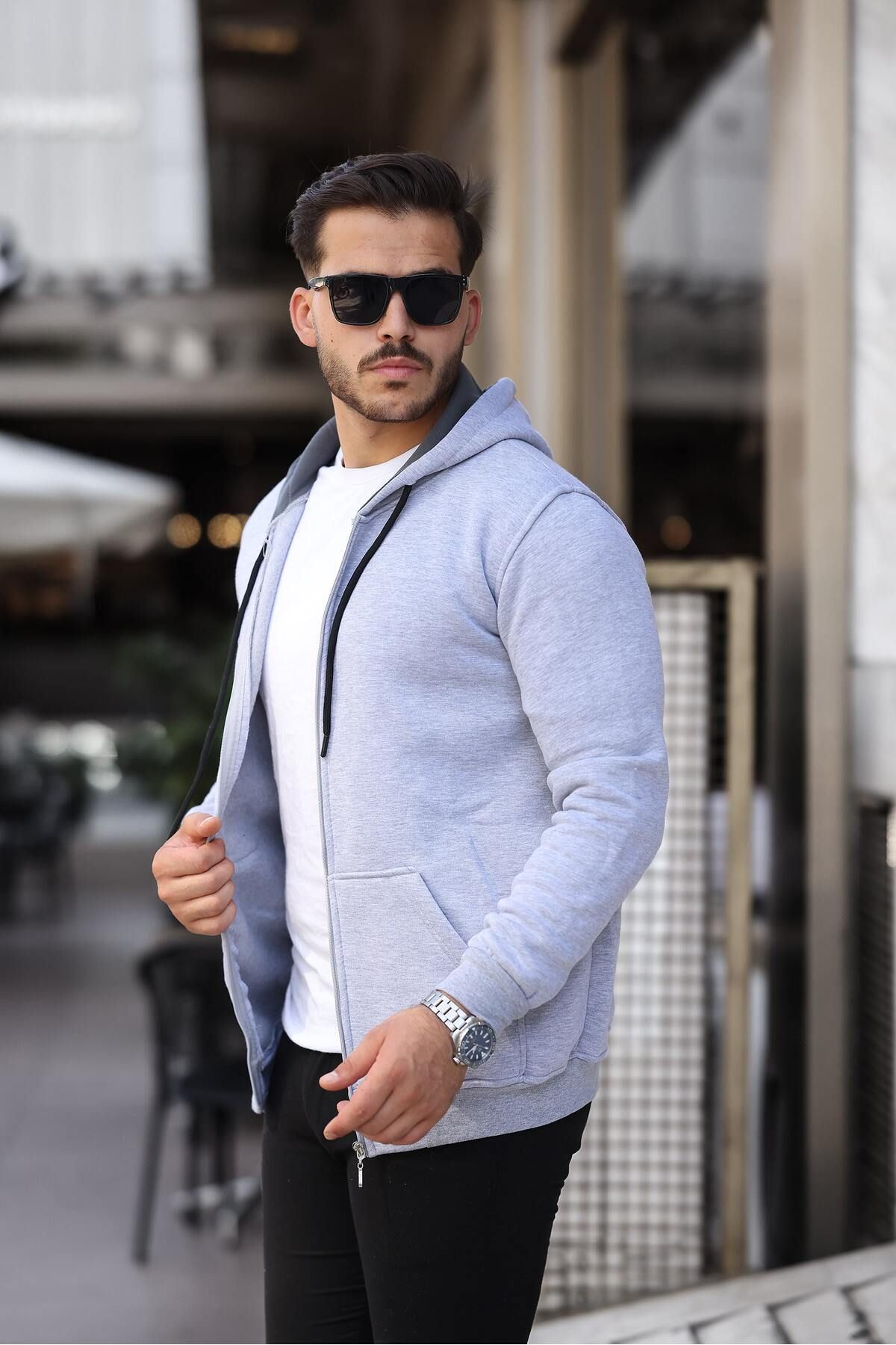 Üç İplik Fermuarlı Sweatshirt