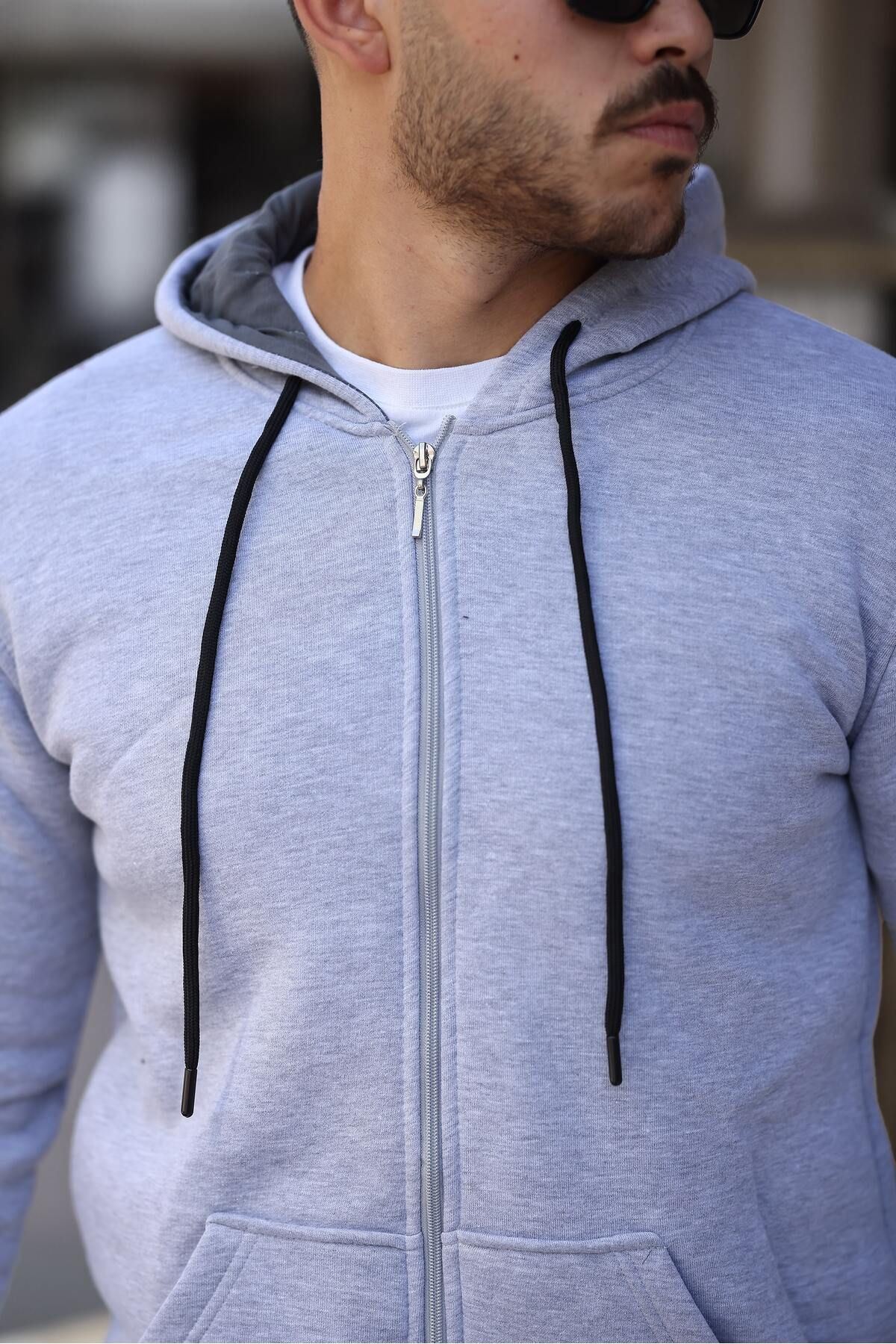 Üç İplik Fermuarlı Sweatshirt