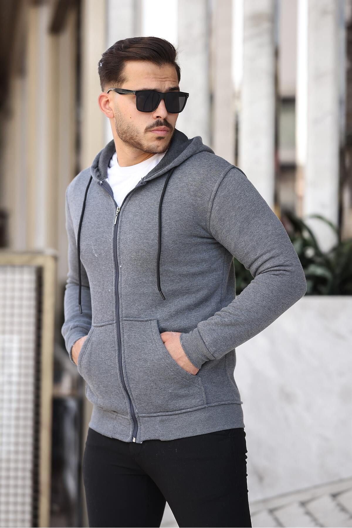 Üç İplik Fermuarlı Sweatshirt