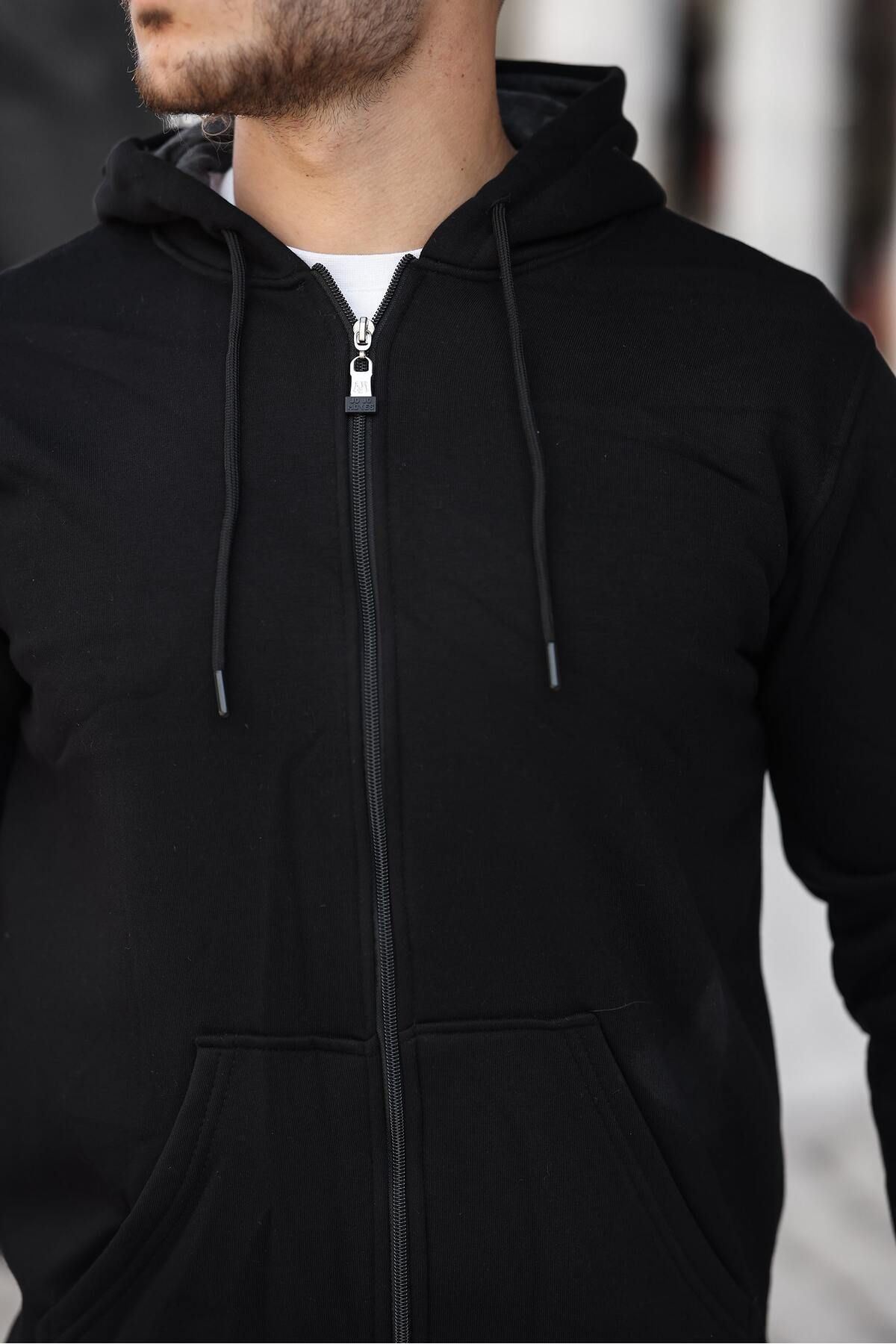 Üç İplik Fermuarlı Sweatshirt