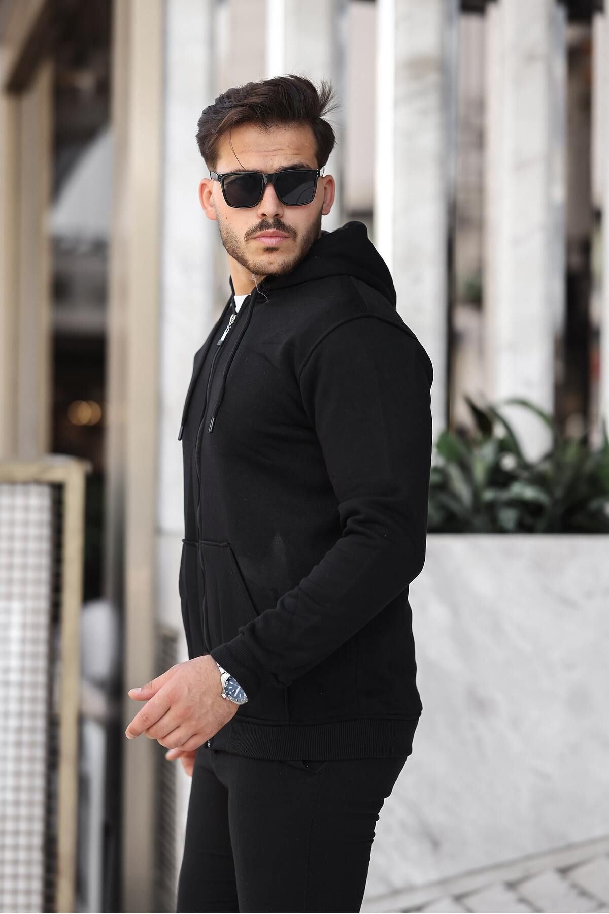 Üç İplik Fermuarlı Sweatshirt