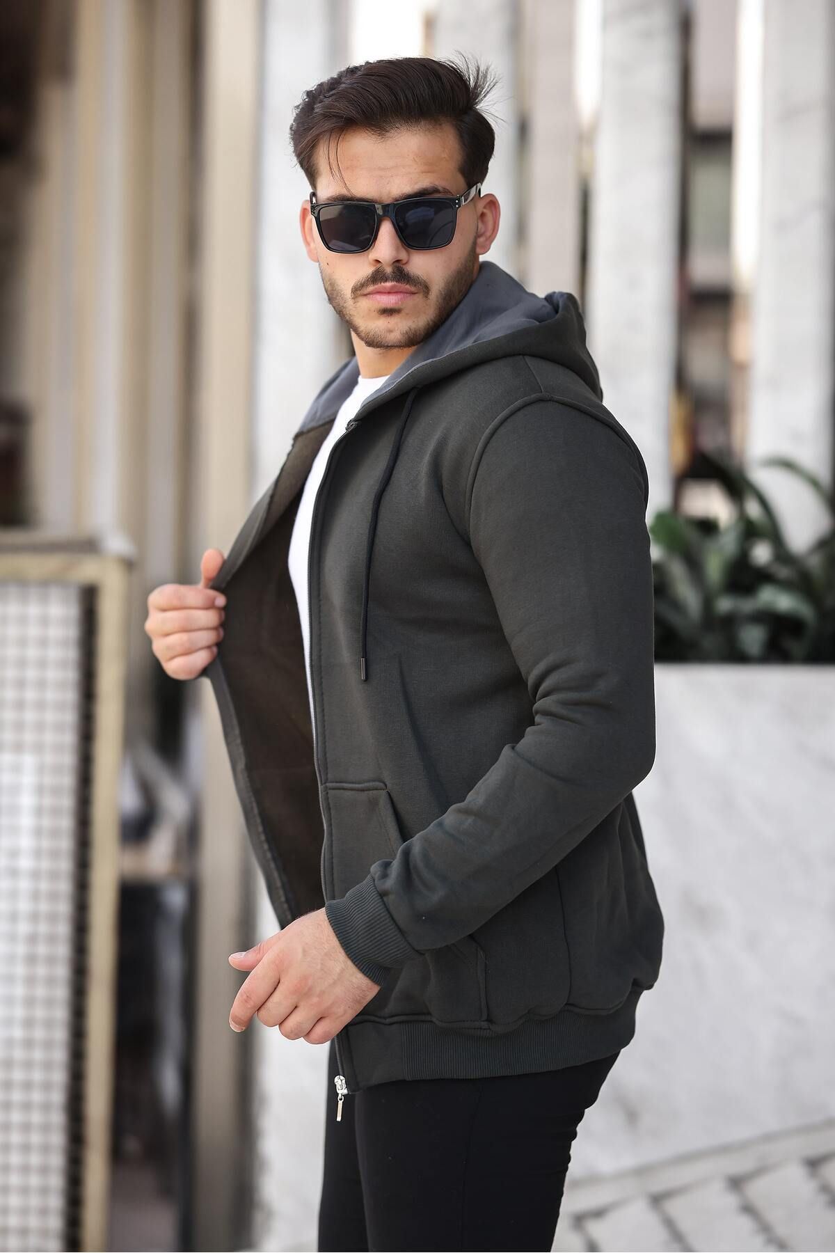 Üç İplik Fermuarlı Sweatshirt