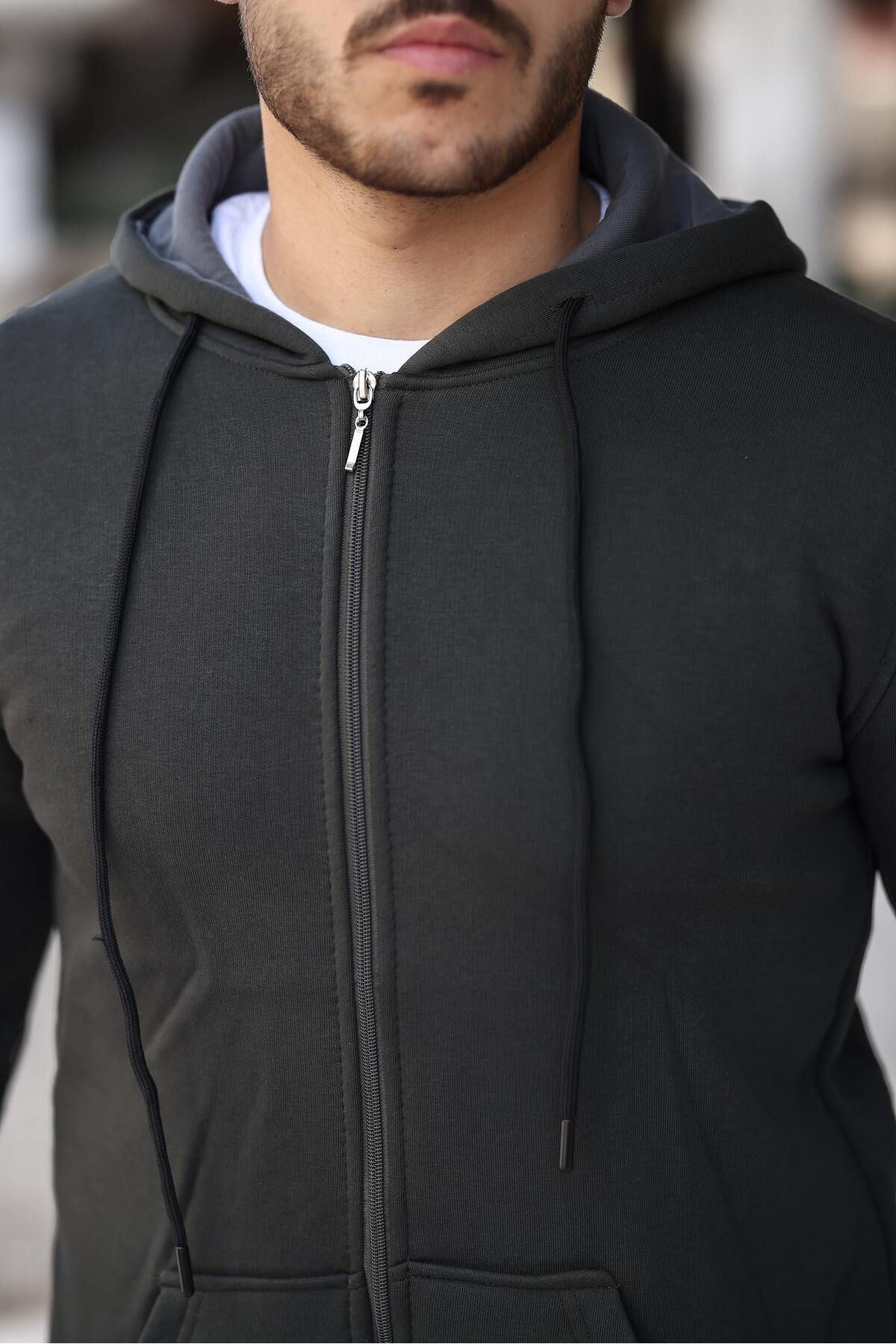 Üç İplik Fermuarlı Sweatshirt