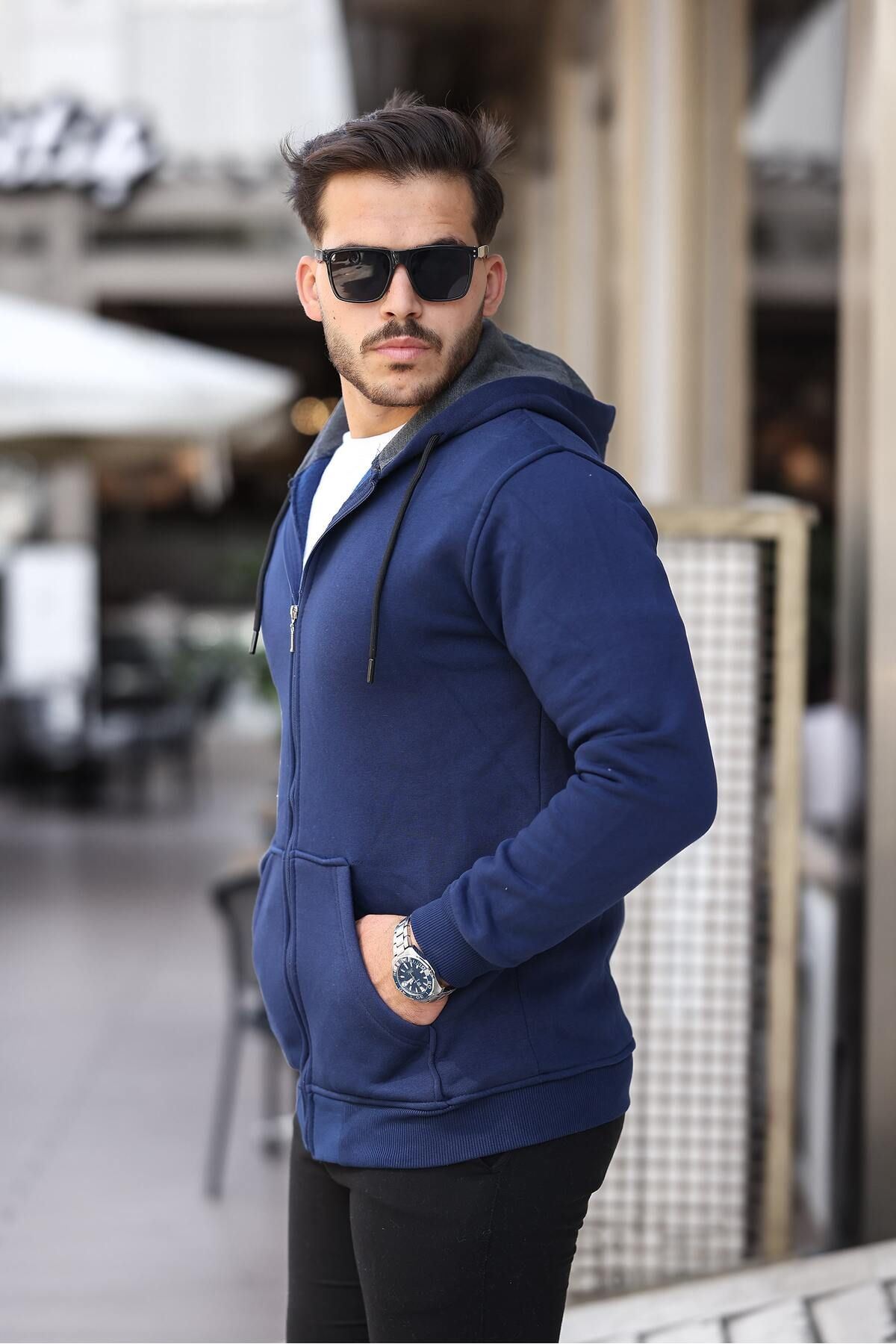 Üç İplik Fermuarlı Sweatshirt