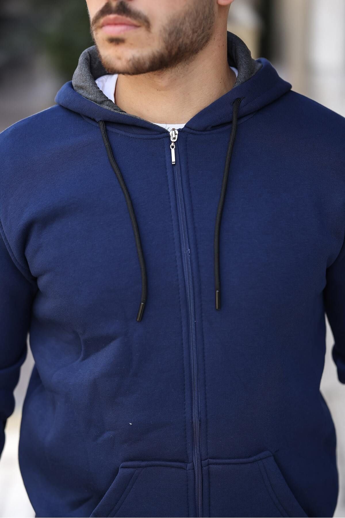 Üç İplik Fermuarlı Sweatshirt