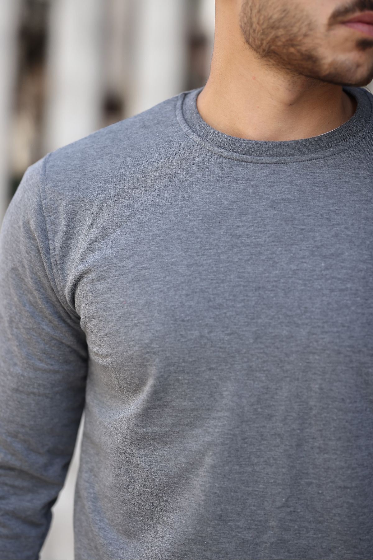 Erkek Kompakt Pamuklu Slim Fit Sweatshirt