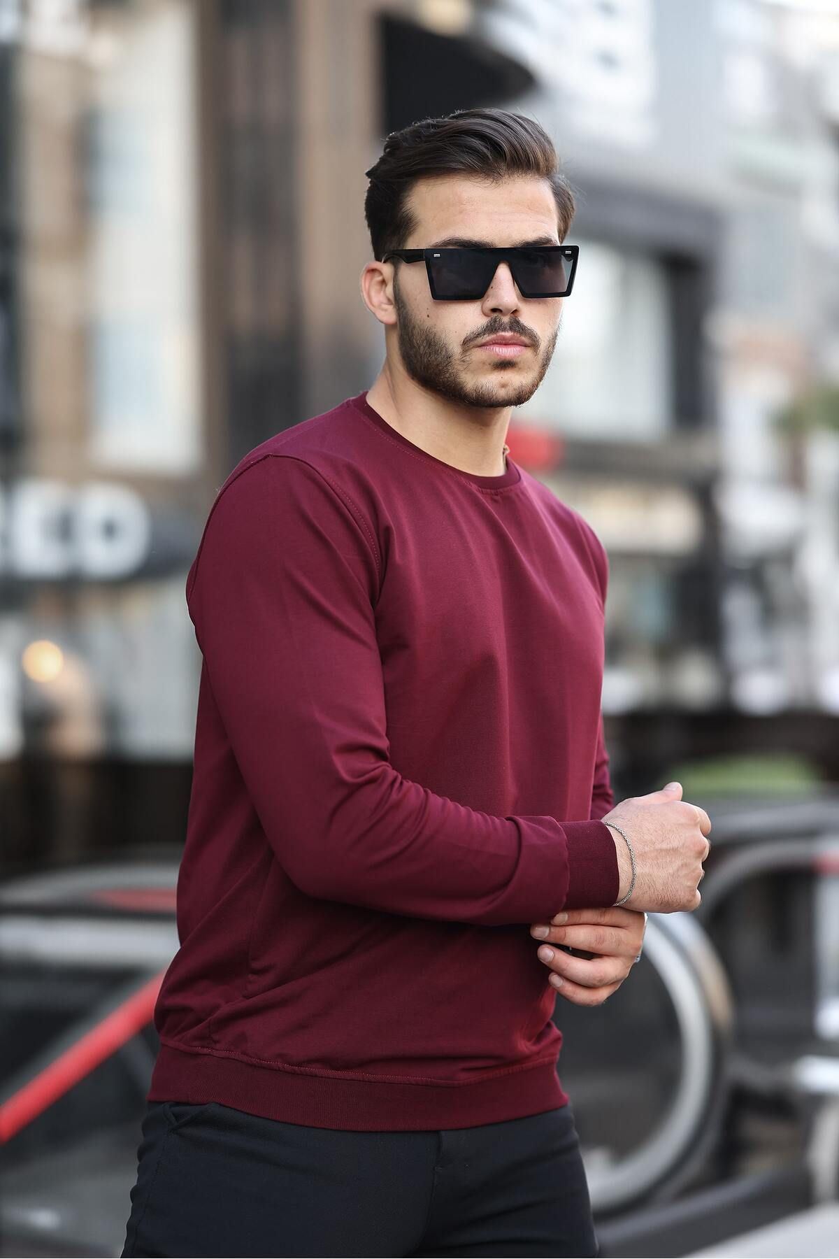 Erkek Kompakt Pamuklu Slim Fit Sweatshirt