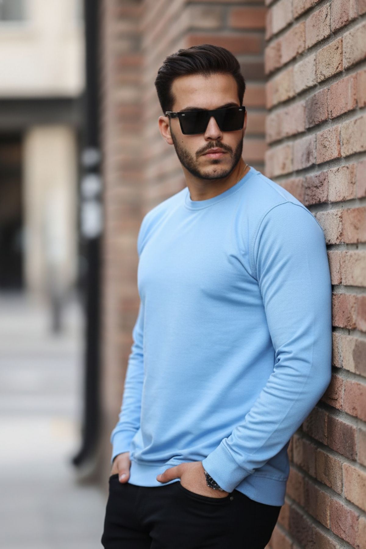 Erkek Kompakt Pamuklu Slim Fit Sweatshirt