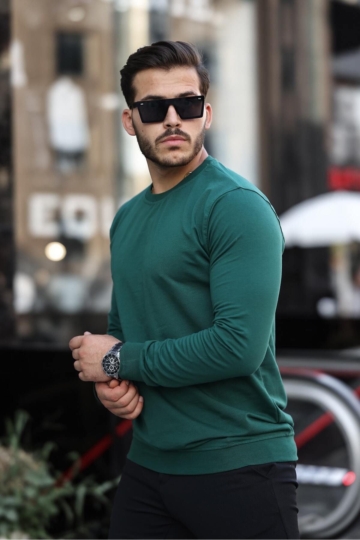 Erkek Kompakt Pamuklu Slim Fit Sweatshirt