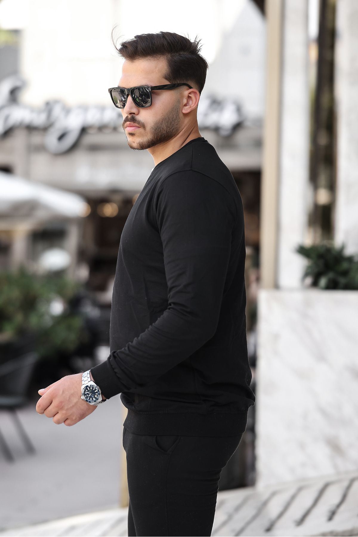 Erkek Kompakt Pamuklu Slim Fit Sweatshirt