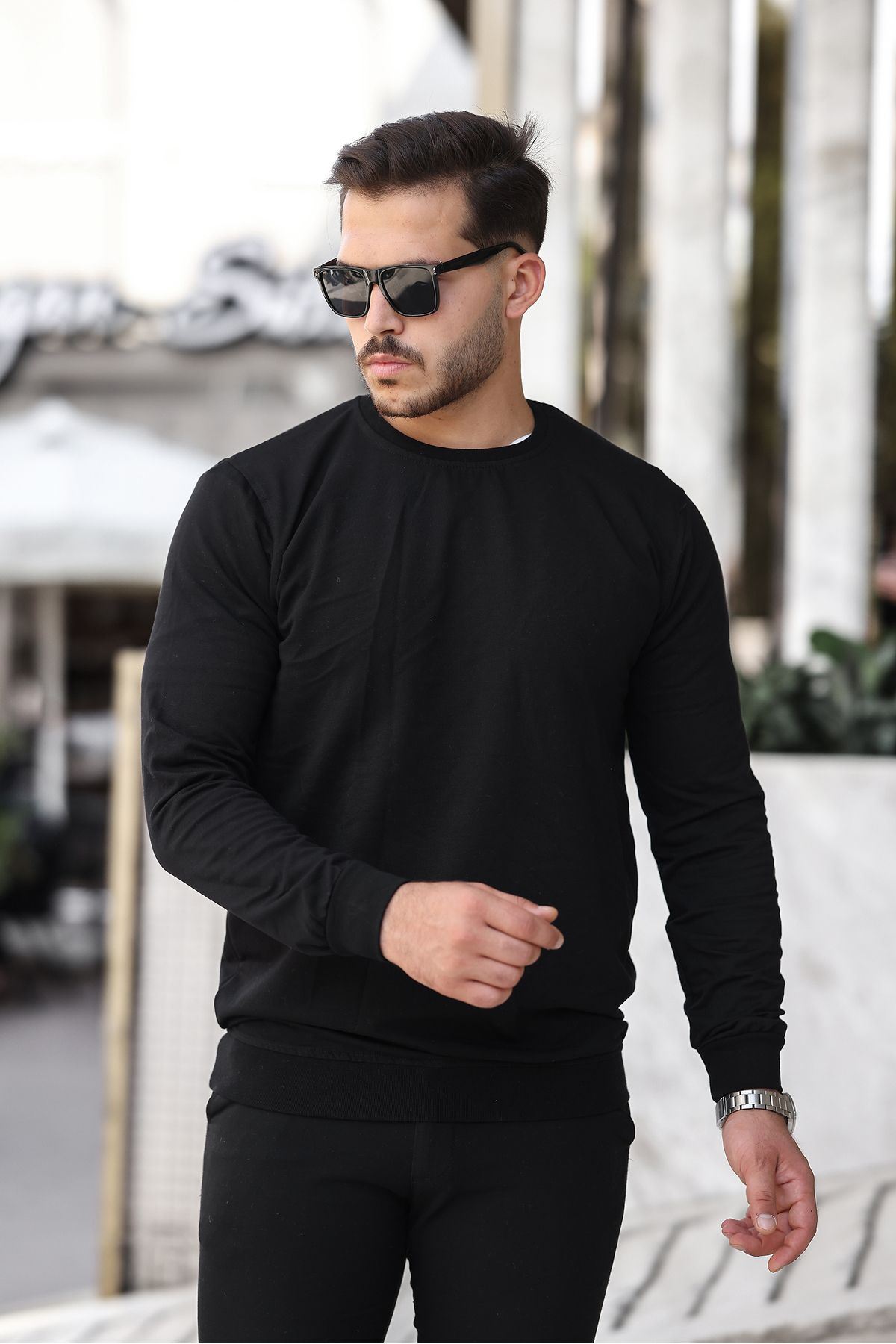 Erkek Kompakt Pamuklu Slim Fit Sweatshirt