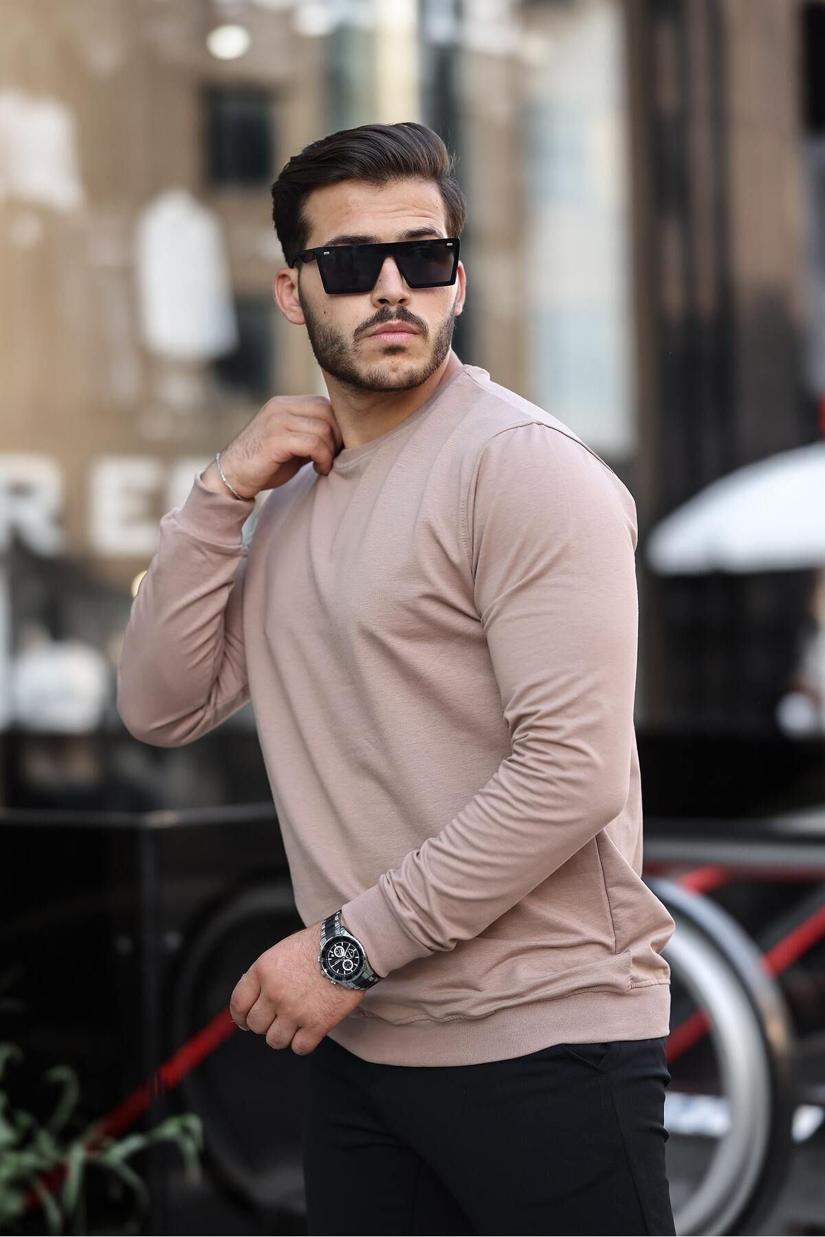 Erkek Kompakt Pamuklu Slim Fit Sweatshirt