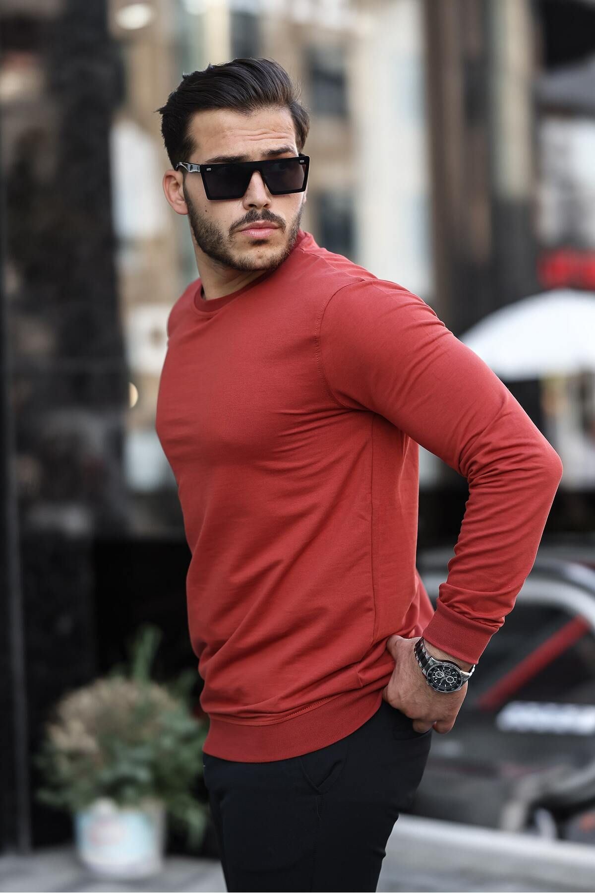 Erkek Kompakt Pamuklu Slim Fit Sweatshirt